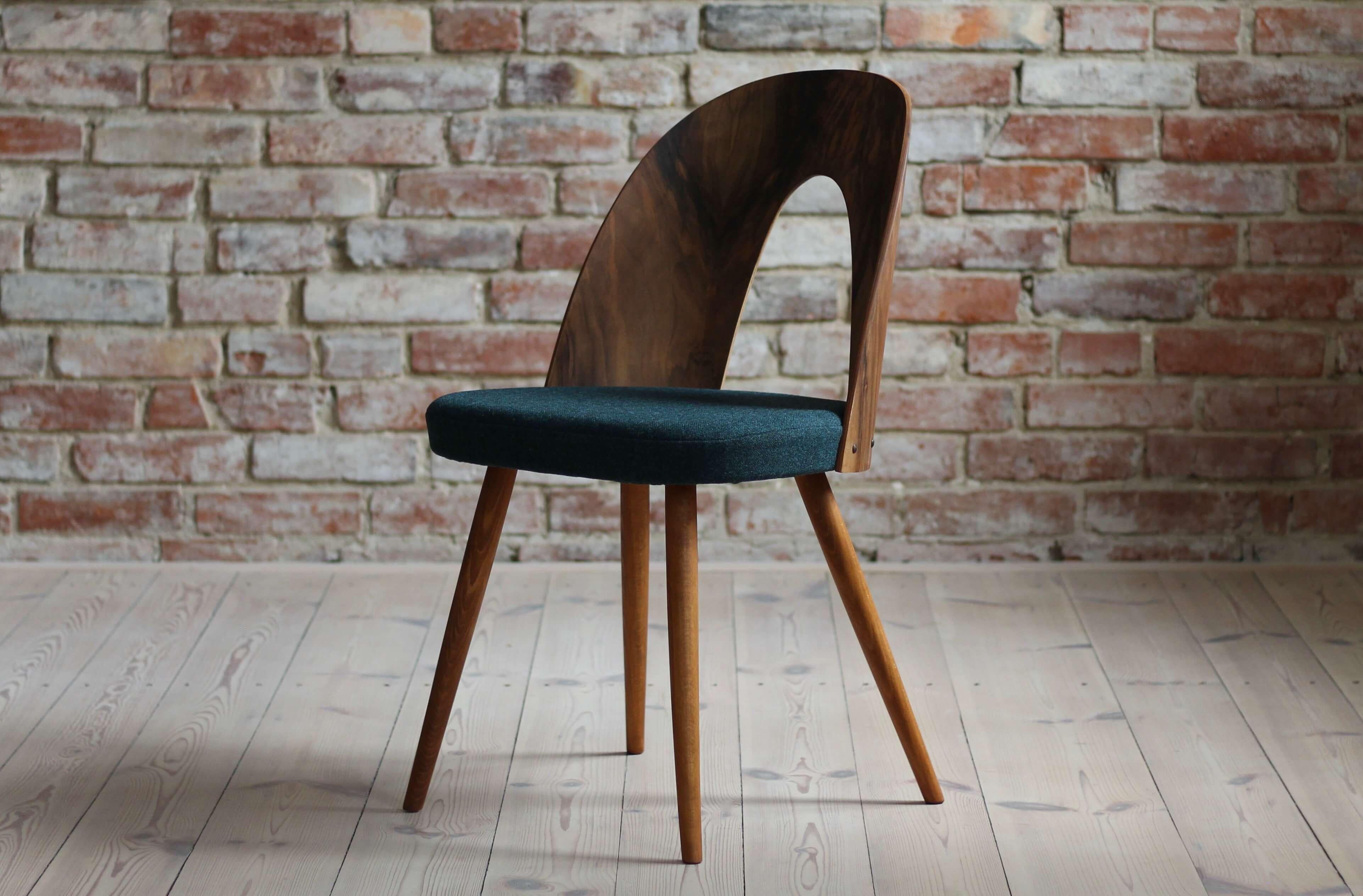 Set of 4 Midcentury Walnut Dining Chairs by A. Šuman, KVADRAT Reupholstery 7