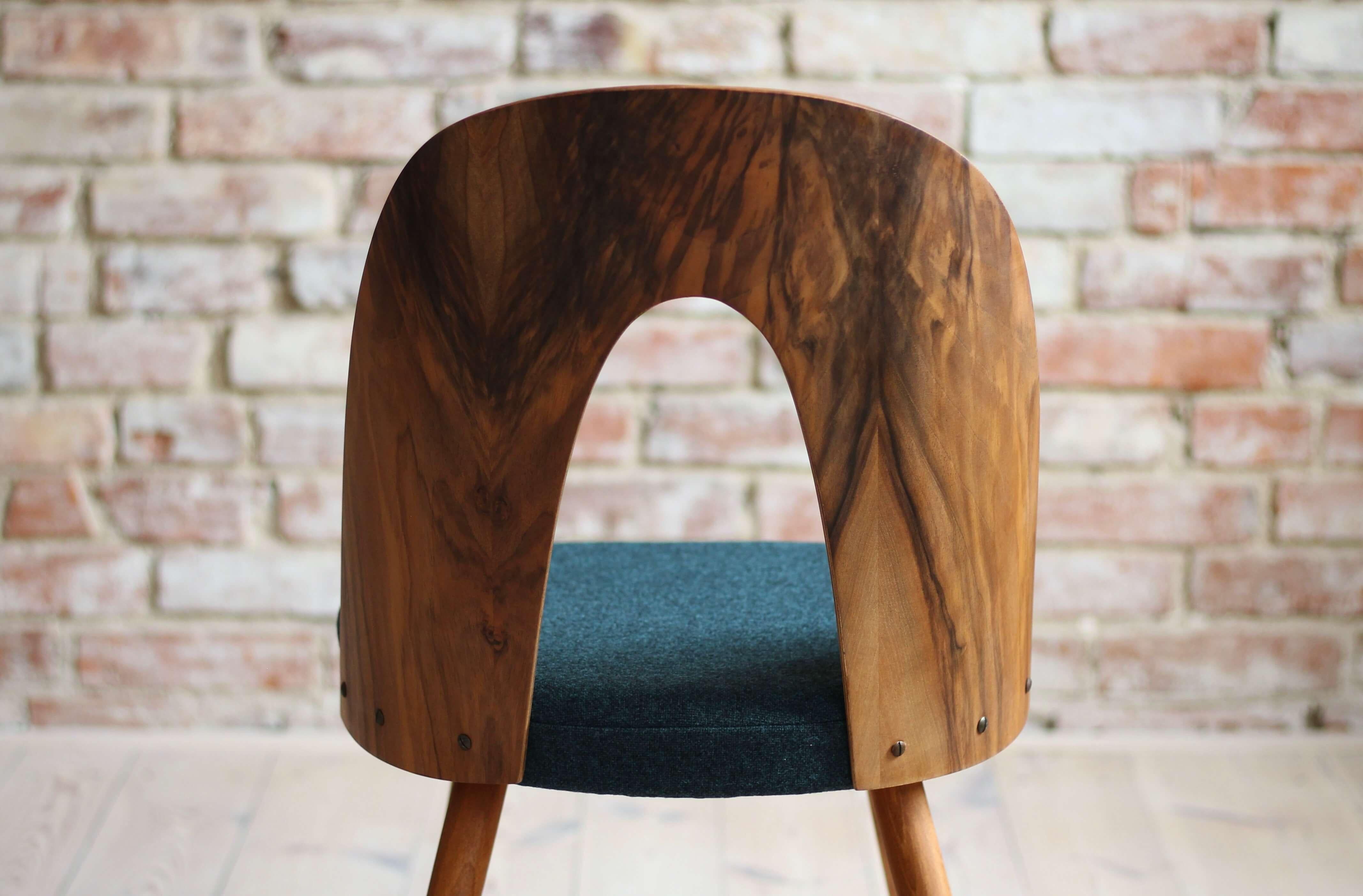Set of 4 Midcentury Walnut Dining Chairs by A. Šuman, KVADRAT Reupholstery 10