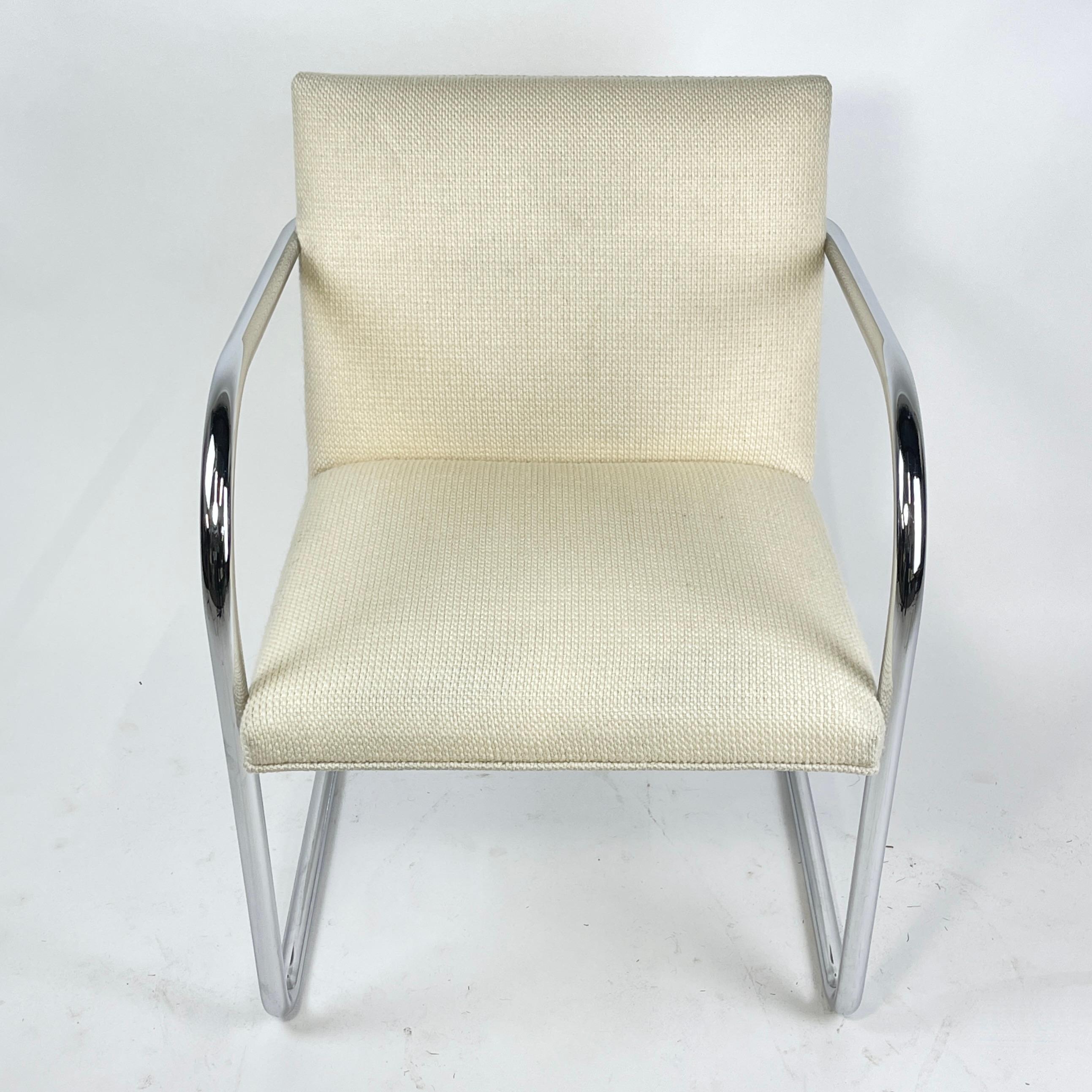 Steel Set of 4 Mies Van Der Rohe for Knoll Brno Chairs in Cato Upholstery 60 available For Sale