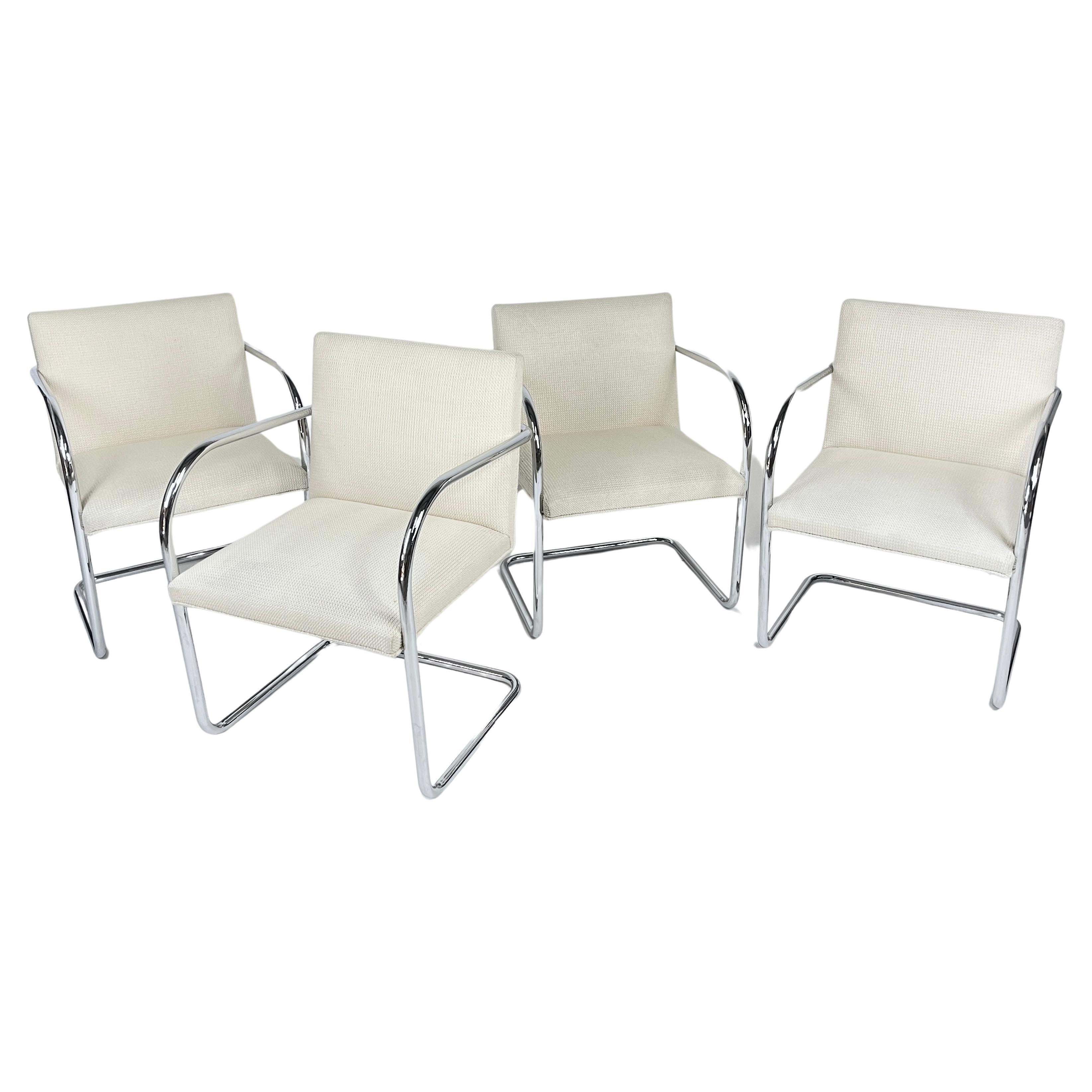 Set of 4 Mies Van Der Rohe for Knoll Brno Chairs in Cato Upholstery 60 available For Sale