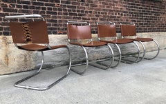 Set of 4 Mies van der Rohe Leather MR10 Cantilever Chairs for Knoll Int'l