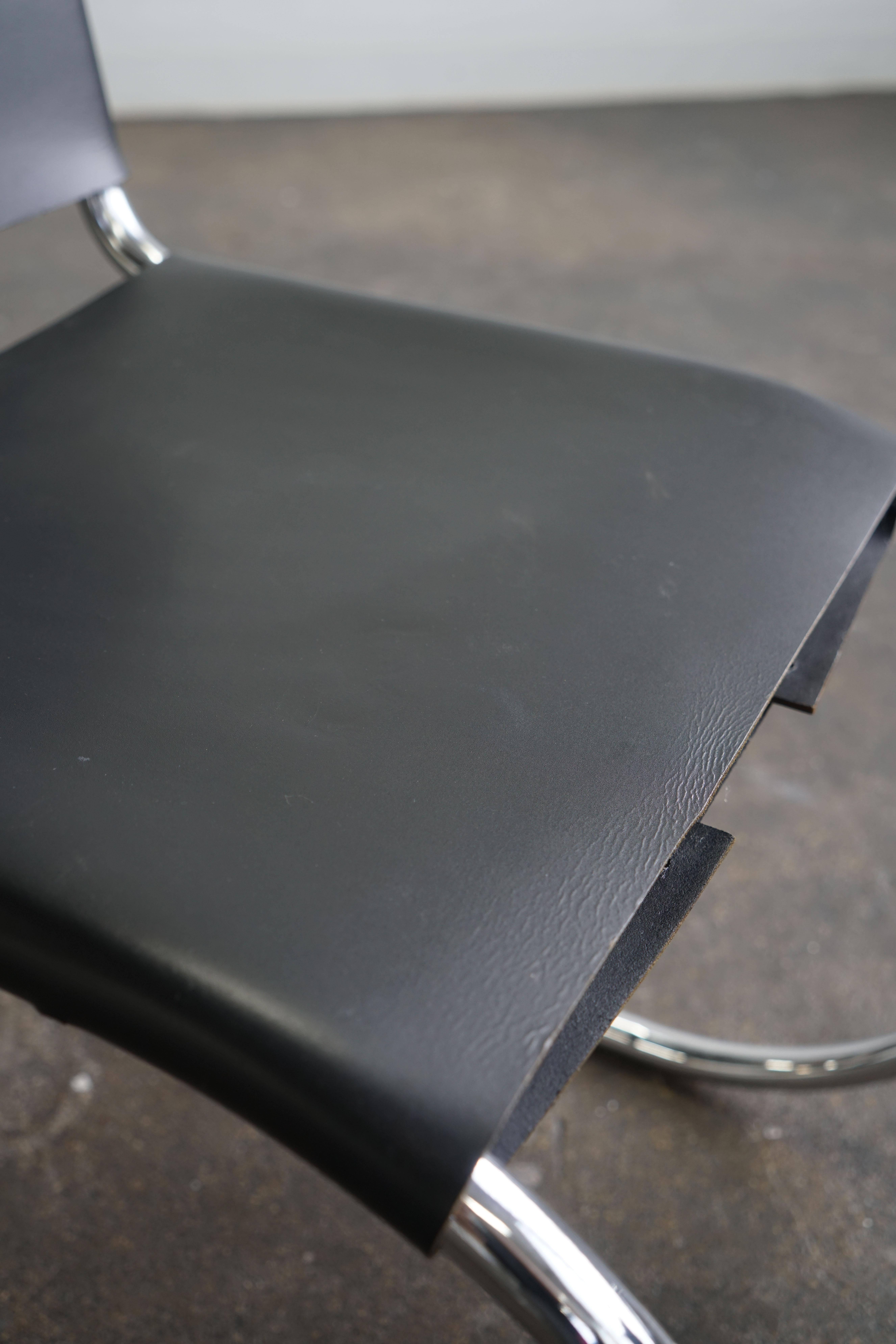 Set of 4 Mies van der Rohe Leather MR10 Cantilever Chairs for Knoll / Stendig 6