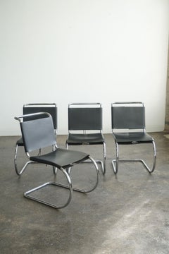 Set of 4 Mies van der Rohe Leather MR10 Cantilever Chairs for Knoll / Stendig