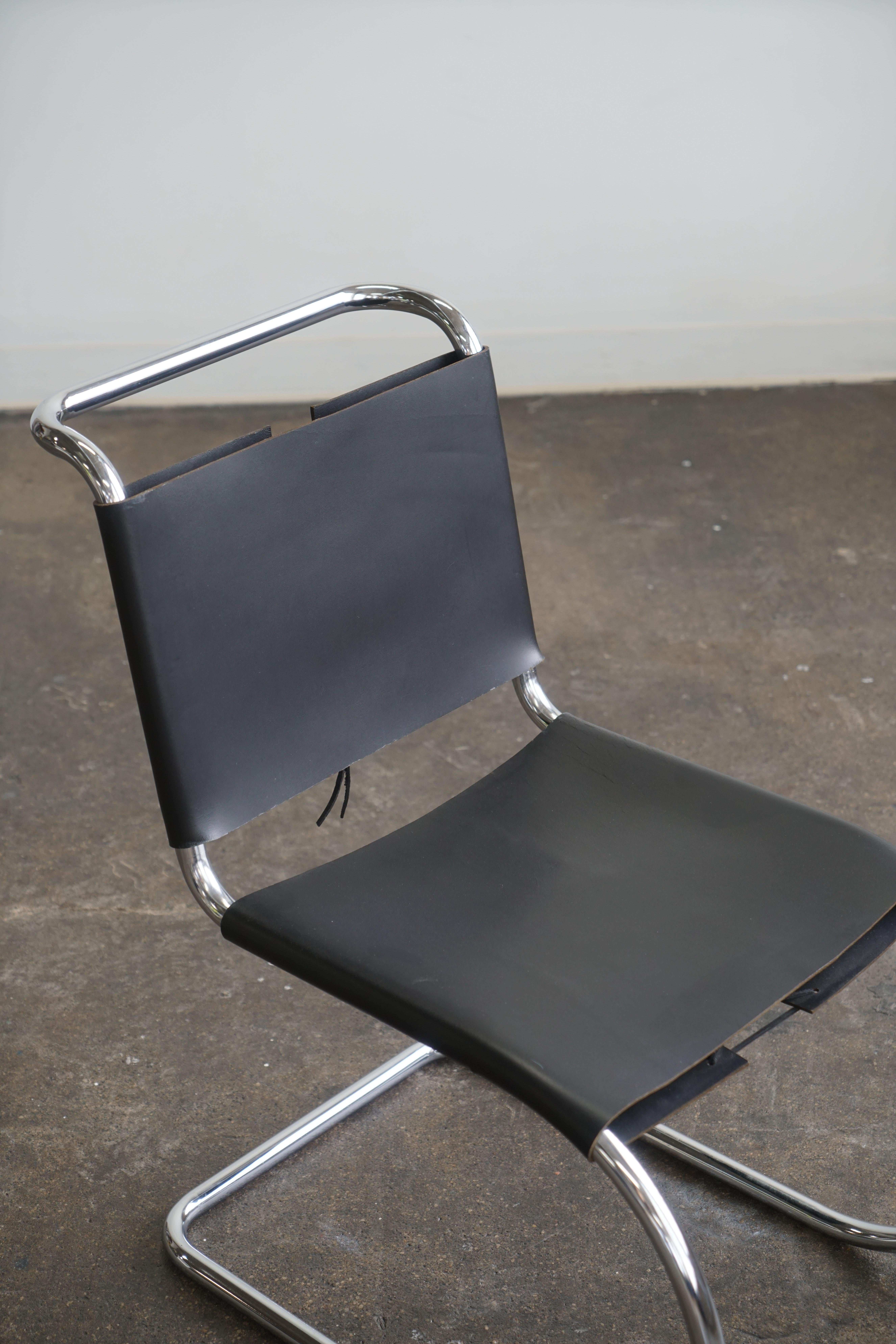 Set of 4 Mies van der Rohe Leather MR10 Cantilever Chairs for Knoll / Stendig 4