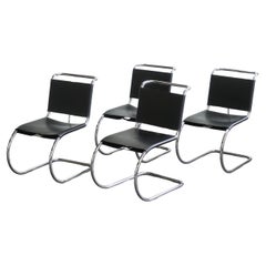 Set of 4 Mies van der Rohe Leather MR10 Cantilever Chairs for Knoll / Stendig