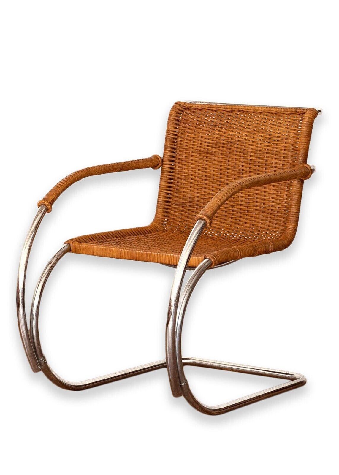 A set of 4 Mies Van Der Rohe MR20 armchairs. A wonderful and iconic set of chairs originally designed by Van Der Rohe in 1927, this particular set is believed to be produced in the 1960s. This set features a beautiful wicker rattan seat and back