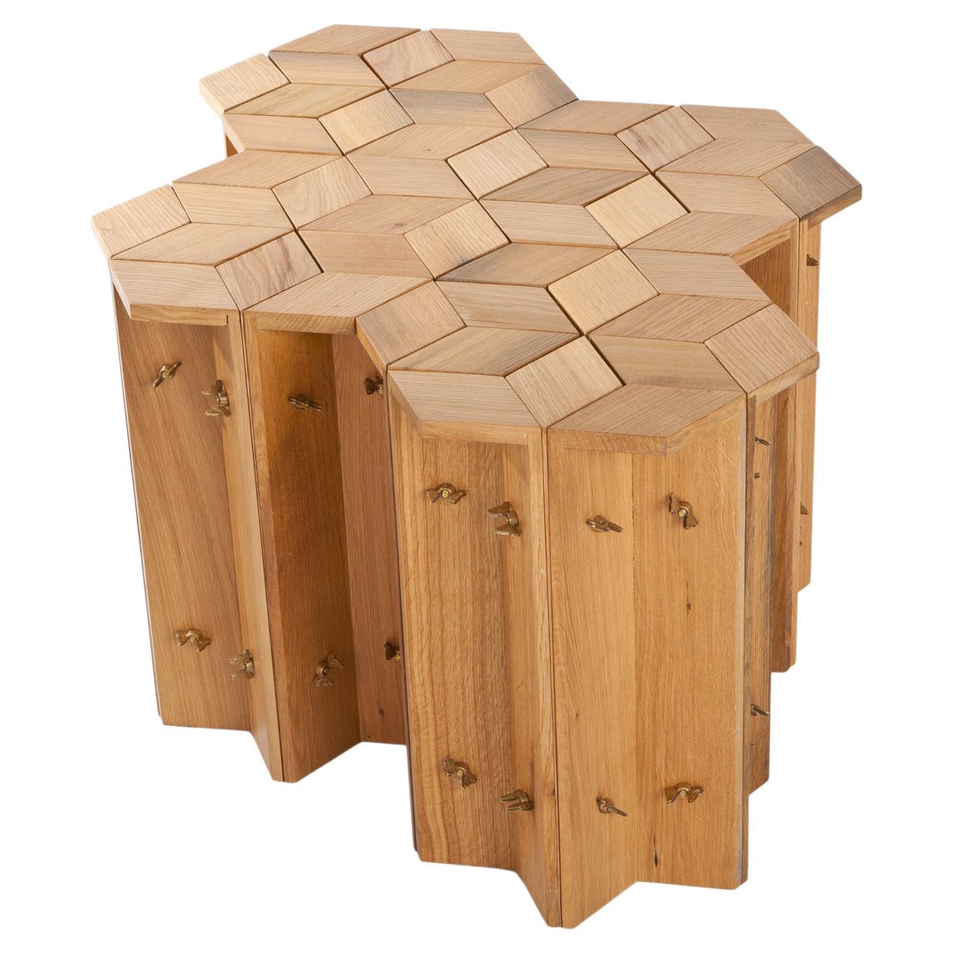 Set Of 4 Mike Reclaimed Oak Stools by Fred and Juul For Sale