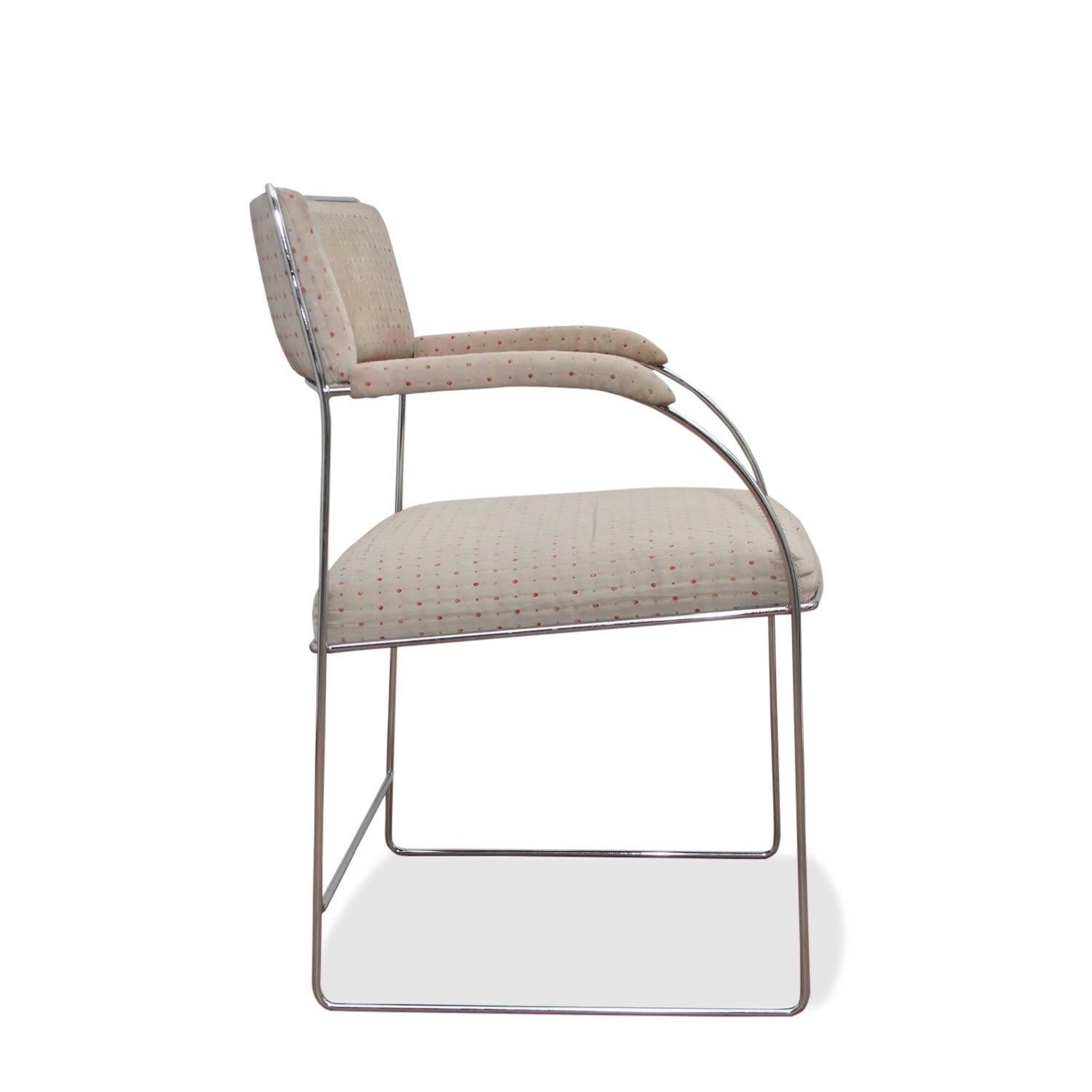 Mid-Century Modern Ensemble de 4 fauteuils de salle à manger en chrome Milo Baughman en COM en vente