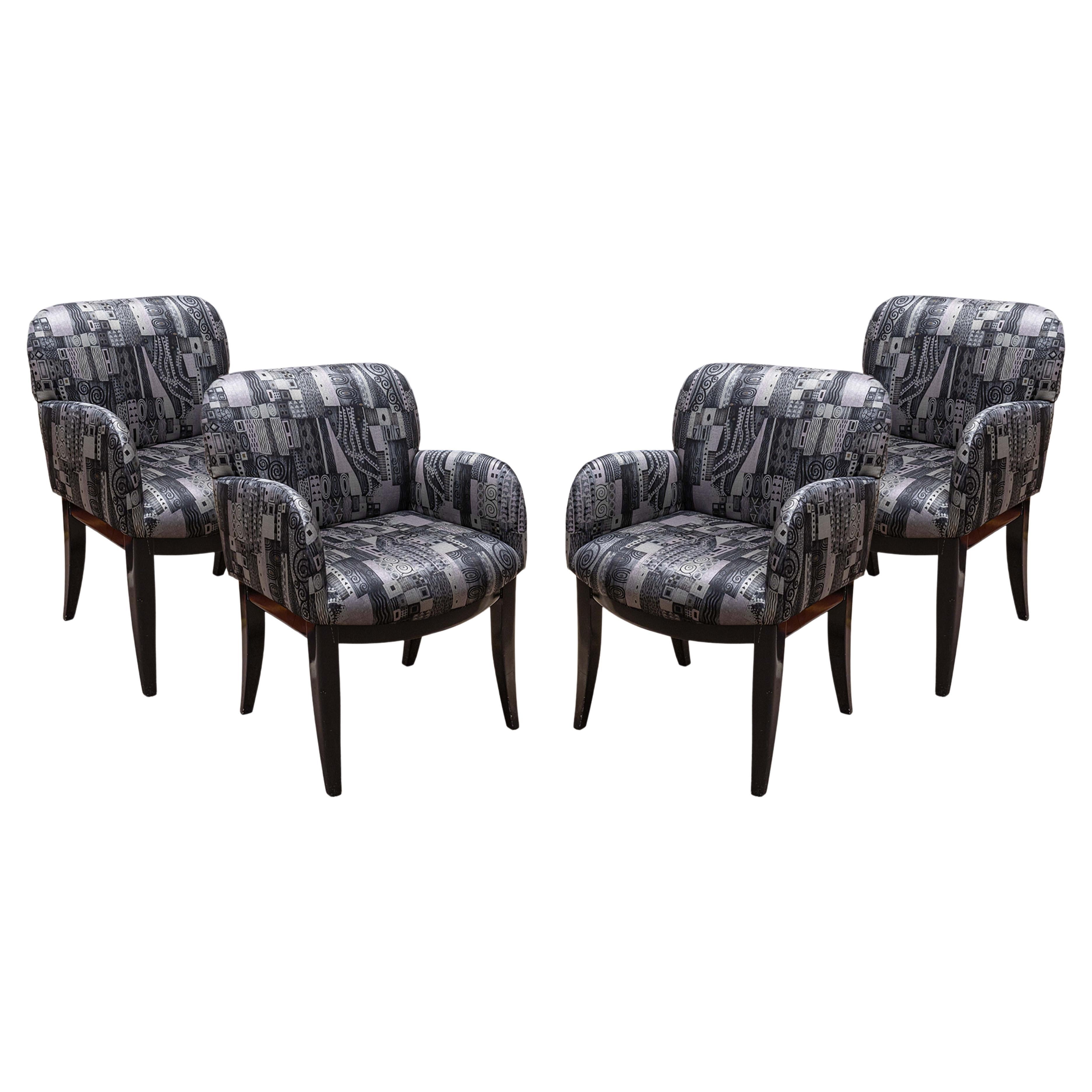 Set of 4 Milo Baughman for Thayer Coggin Black Cushioned Dining Armchairs For Sale