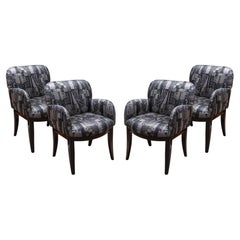 Set of 4 Milo Baughman for Thayer Coggin Black Cushioned Dining Armchairs