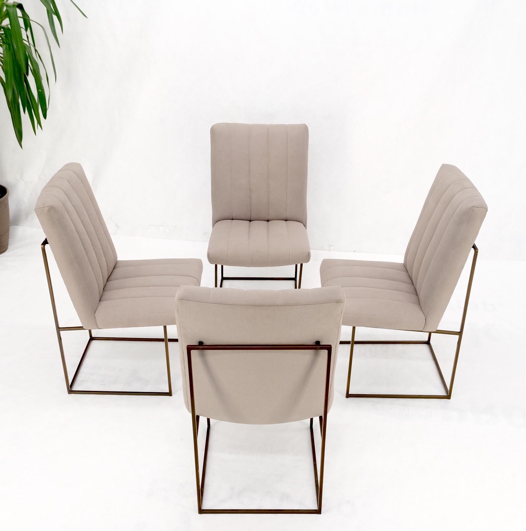Set of 4 Milo Baughman Mid-Century Modern Dining Chairs New Alcantera Upholstery For Sale 4