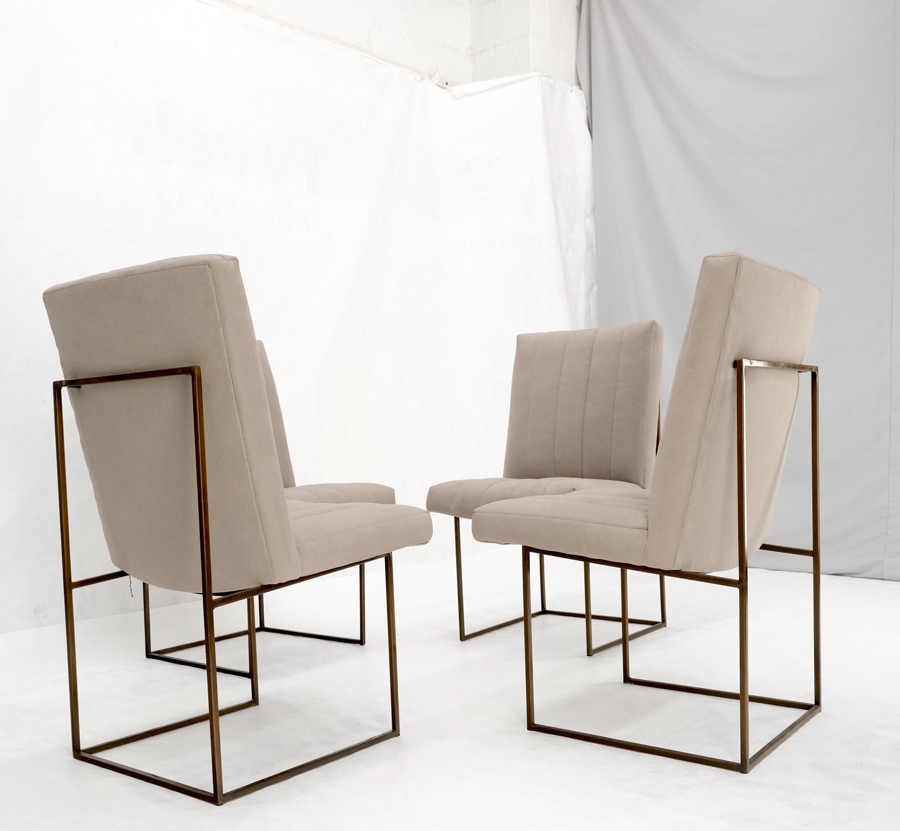 Set of 4 Milo Baughman Mid-Century Modern Dining Chairs New Alcantera Upholstery For Sale 6