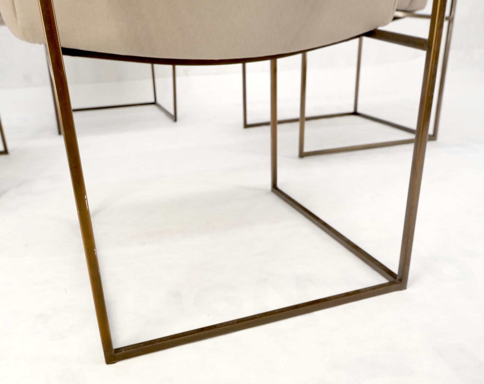 Set of brass frames 4 Milo Baughman Mid-Century Modern dining chairs new alcantera upholstery.