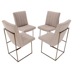 Set of 4 Milo Baughman Mid-Century Modern Dining Chairs New Alcantera Upholstery
