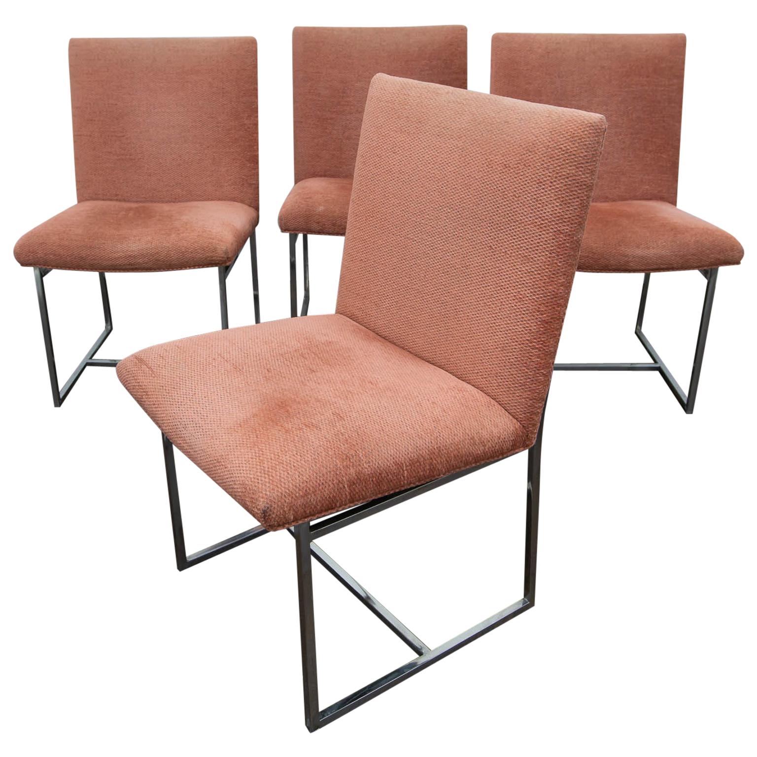 Set of 4 Milo Baughman Style Dining Chairs