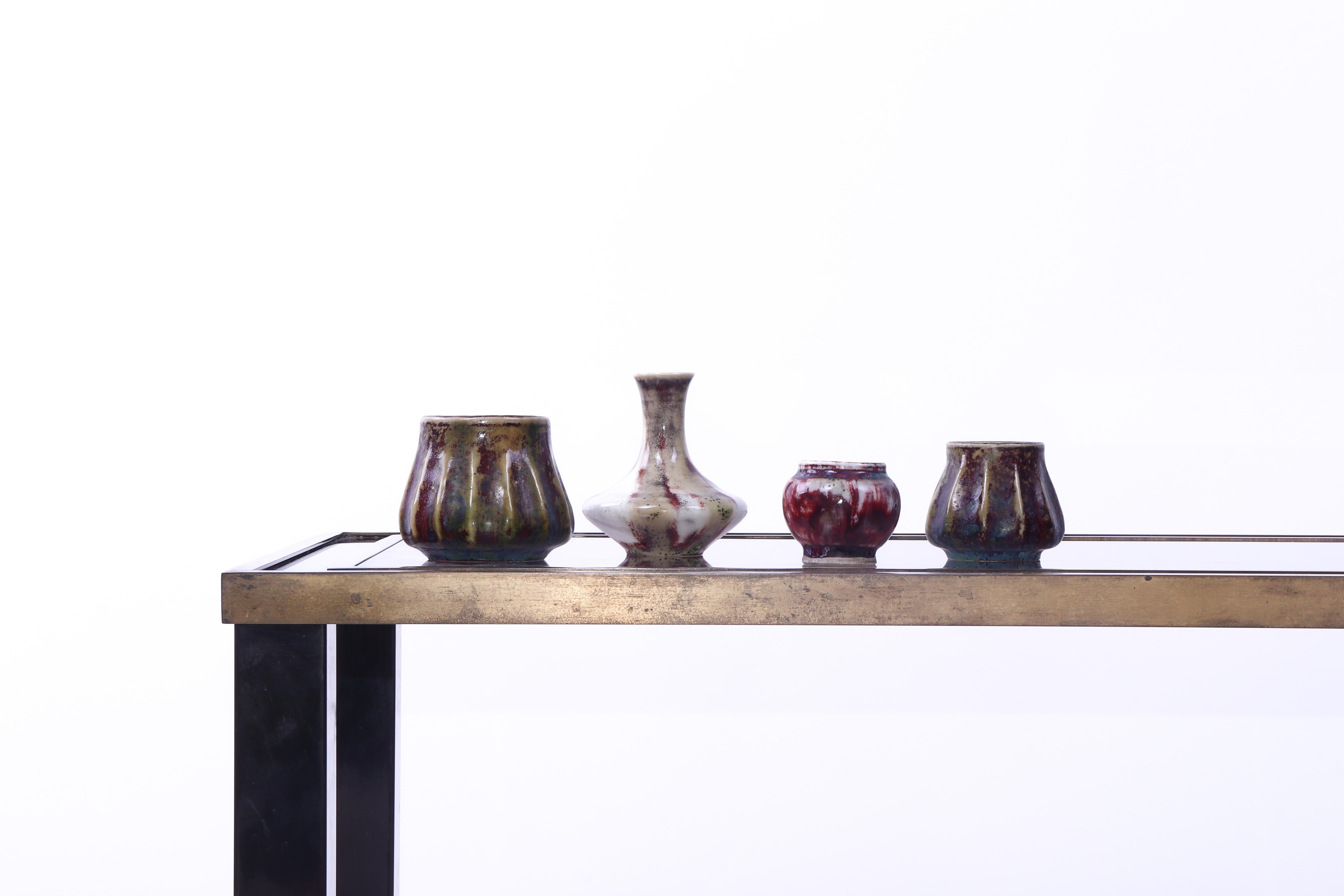 Set of 4 miniature vases by Pierre-Adrien Dalpayrat, circa 1895 In Excellent Condition For Sale In PARIS, FR