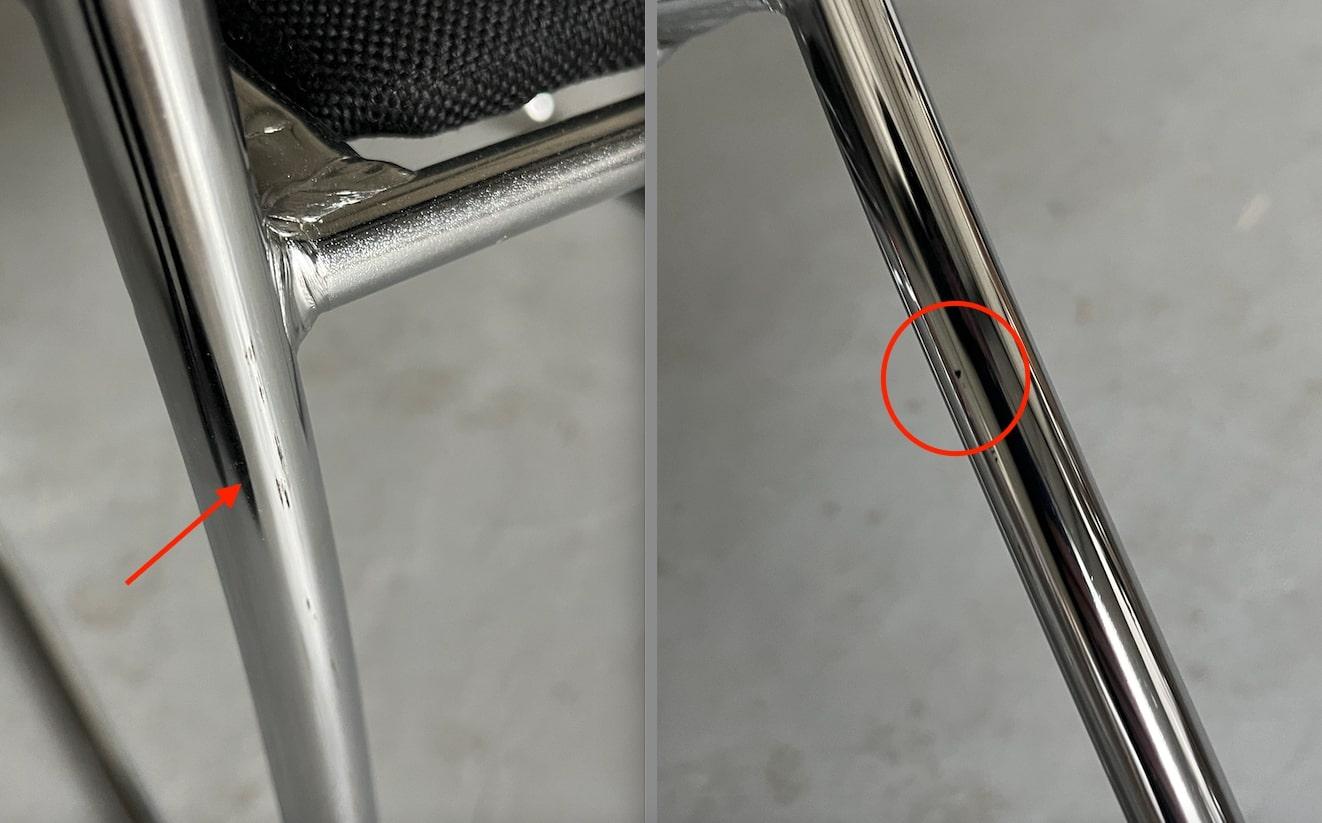 Set di 4 sedie da pranzo minimaliste in tessuto nero e acciaio cromato, impilabili in vendita 7