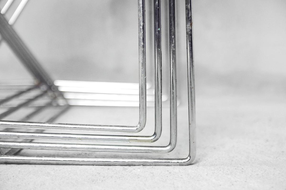Set of 4 Minimalist Metal X-Line Chairs by Niels Jørgen Haugesen for Hybodan For Sale 15