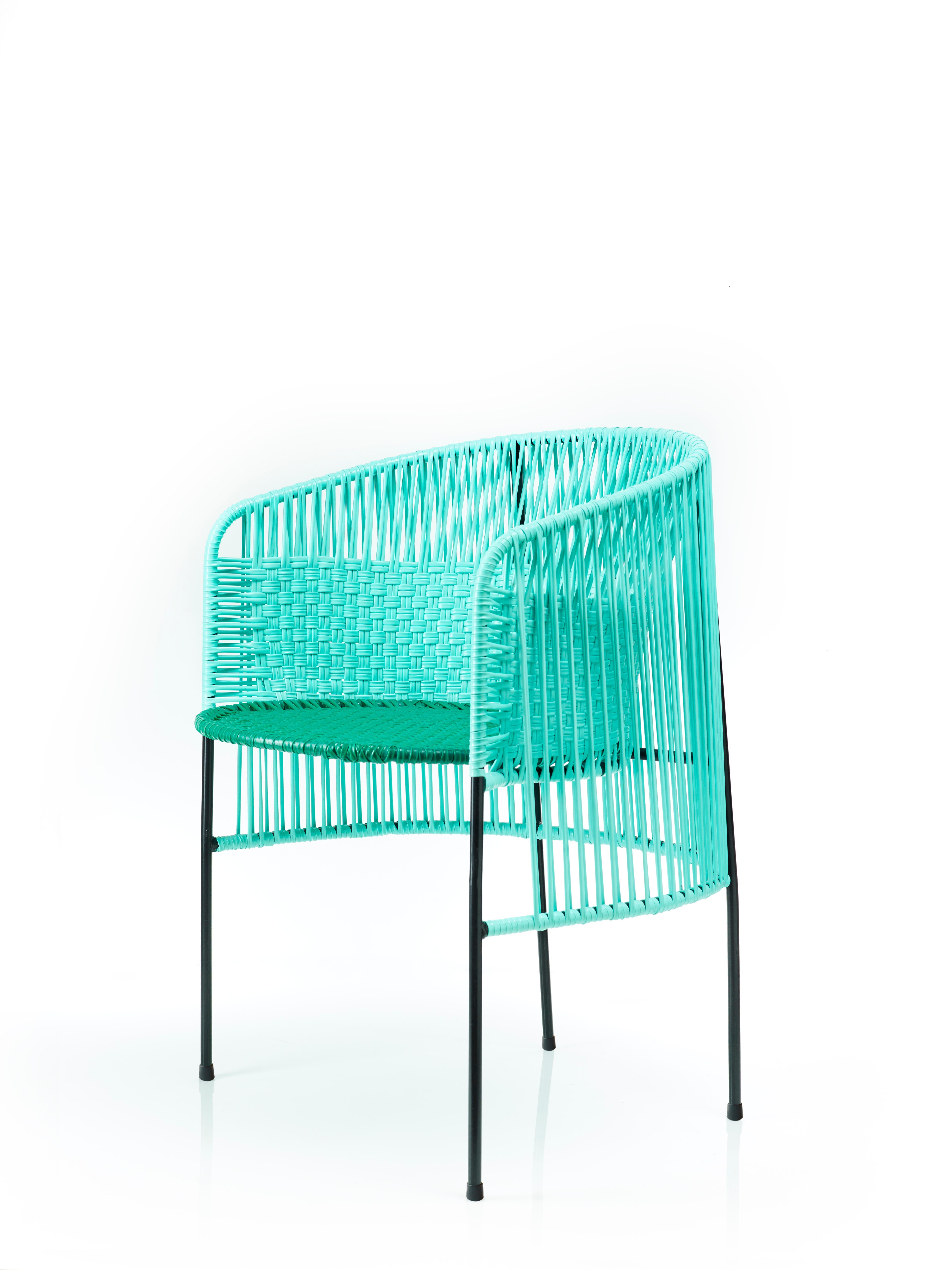 Contemporary Set of 4 Mint Caribe Dining Chair by Sebastian Herkner