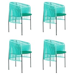 Set of 4 Mint Caribe Dining Chair by Sebastian Herkner