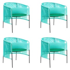Set of 4 Mint Caribe Lounge Chair by Sebastian Herkner