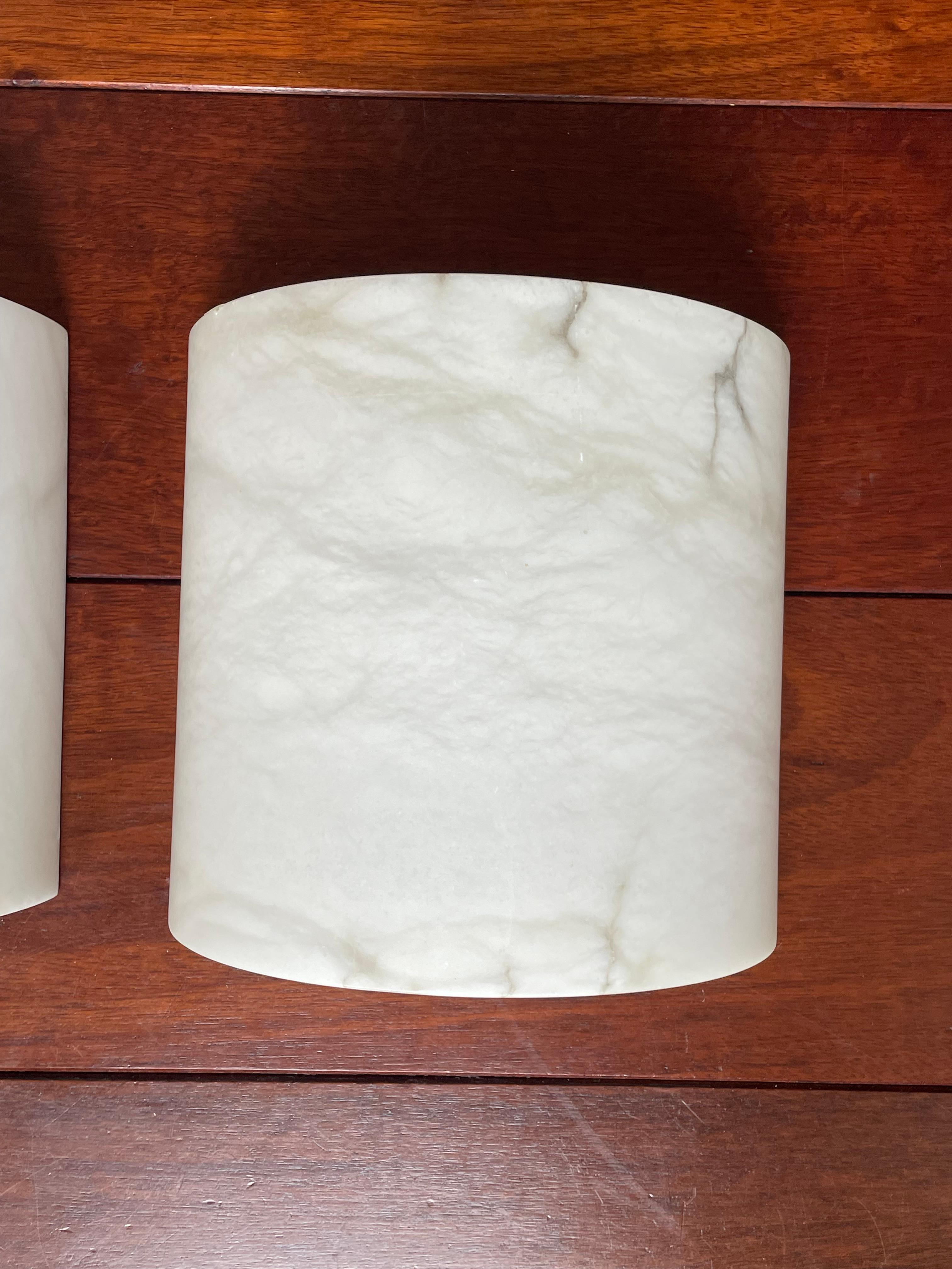 Set of 4 Mint Condition Art Deco Style Alabaster Wall Sconces / Light Fixtures 3
