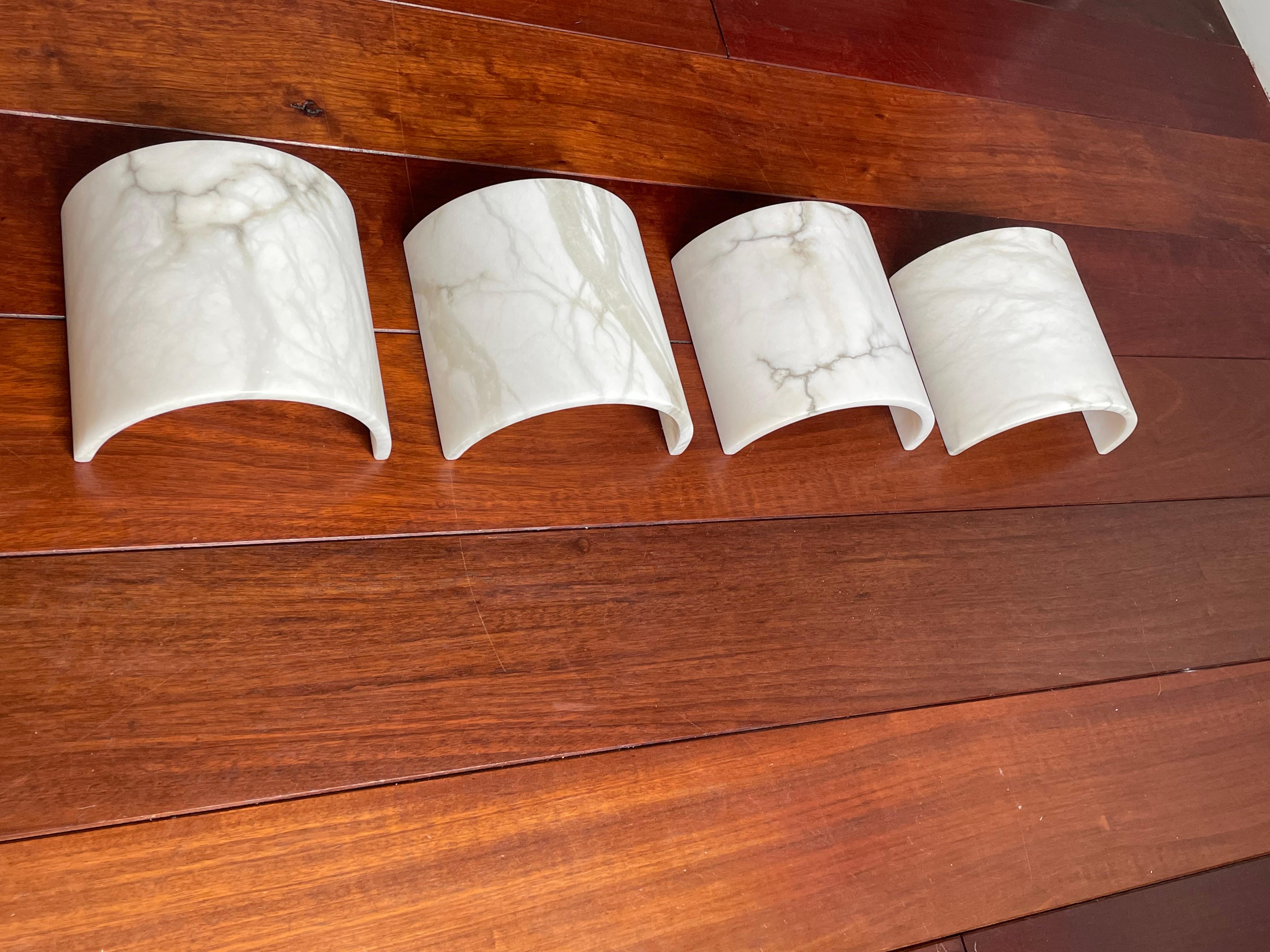 Set of 4 Mint Condition Art Deco Style Alabaster Wall Sconces / Light Fixtures 5