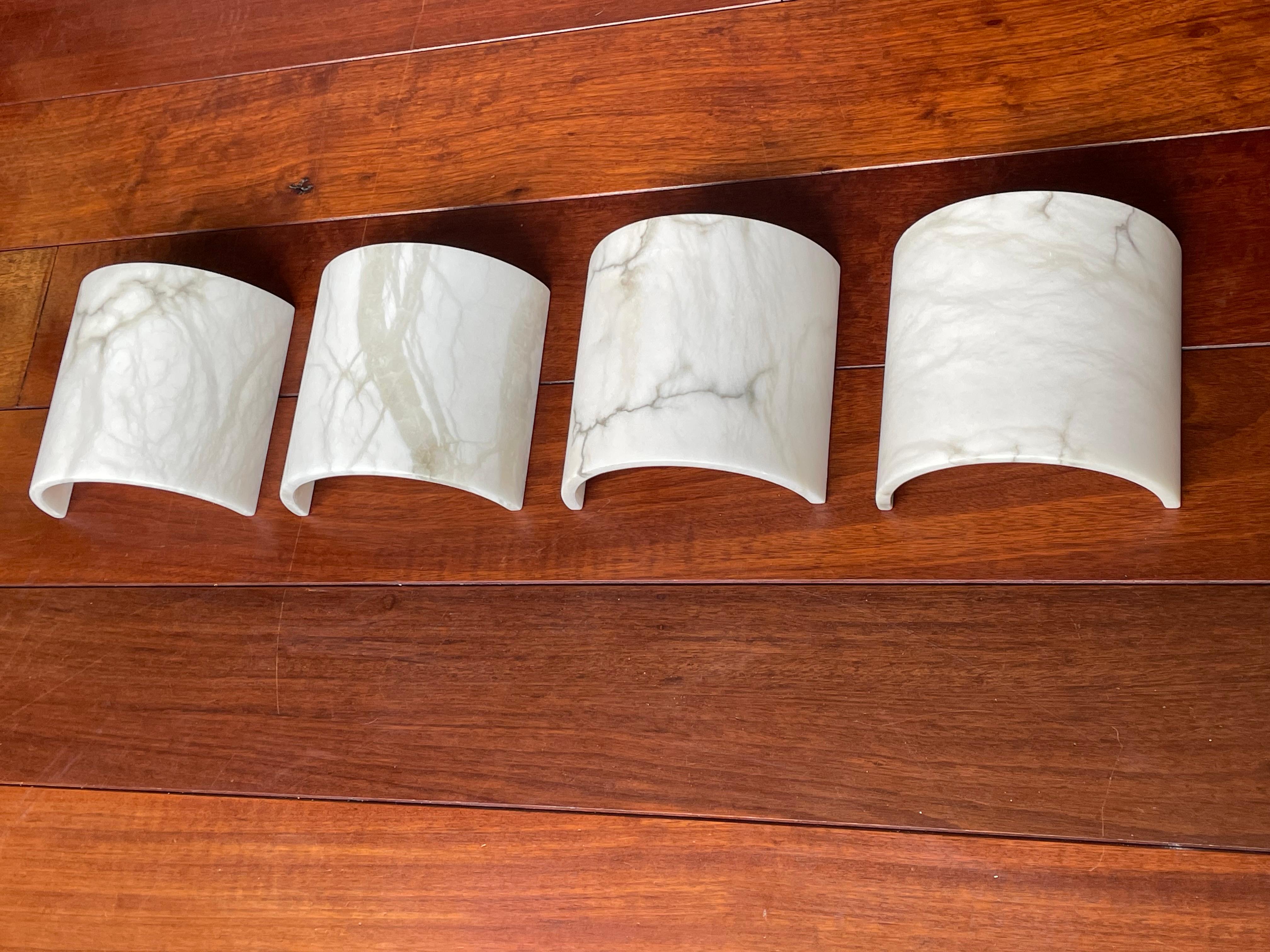 Set of 4 Mint Condition Art Deco Style Alabaster Wall Sconces / Light Fixtures 6
