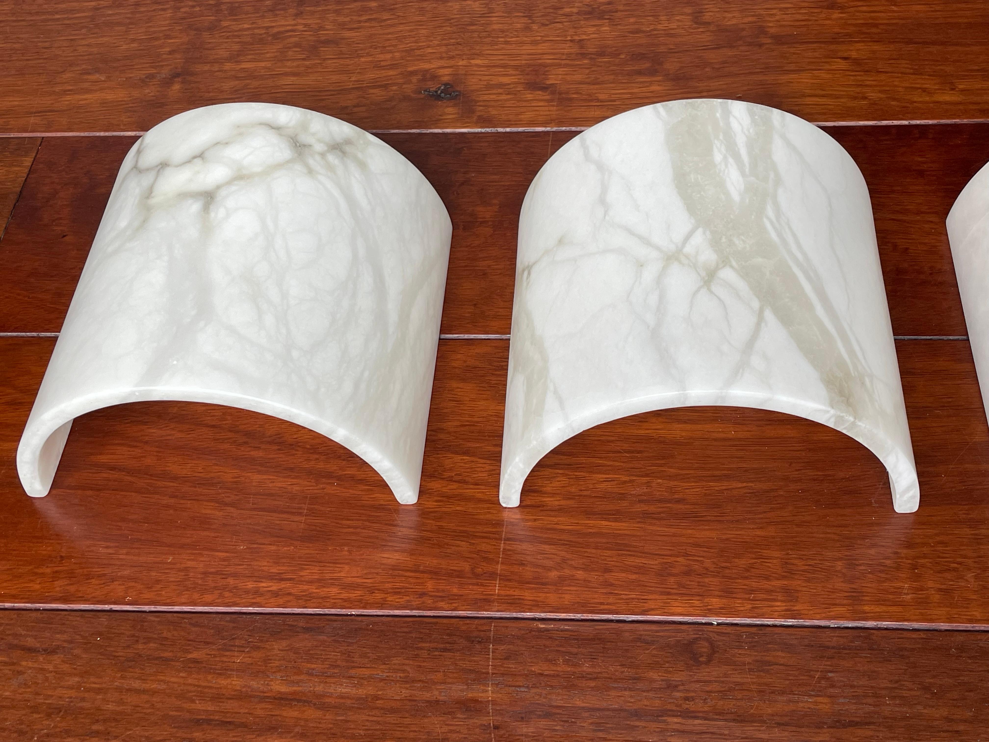 Set of 4 Mint Condition Art Deco Style Alabaster Wall Sconces / Light Fixtures 7