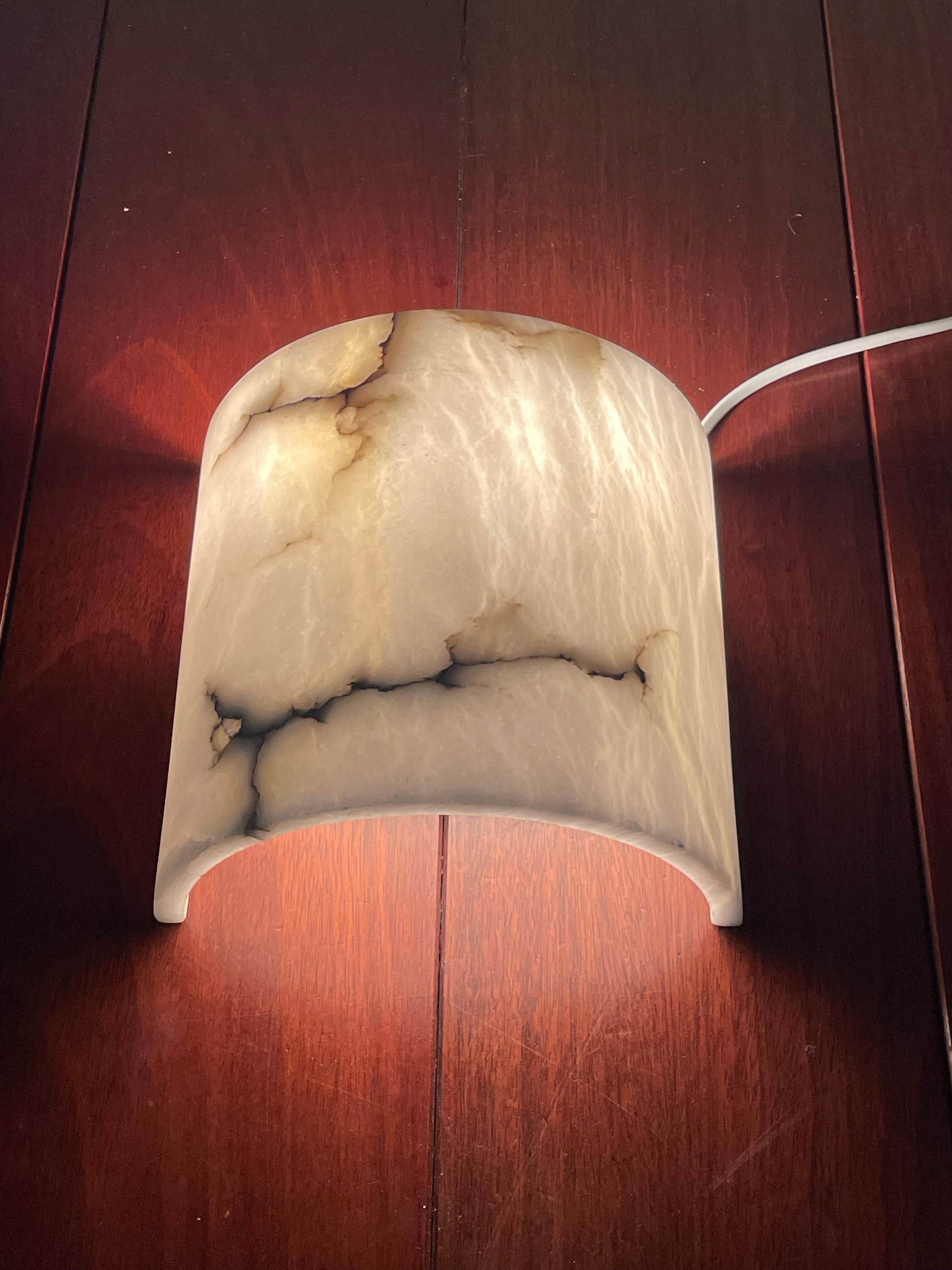Set of 4 Mint Condition Art Deco Style Alabaster Wall Sconces / Light Fixtures 10