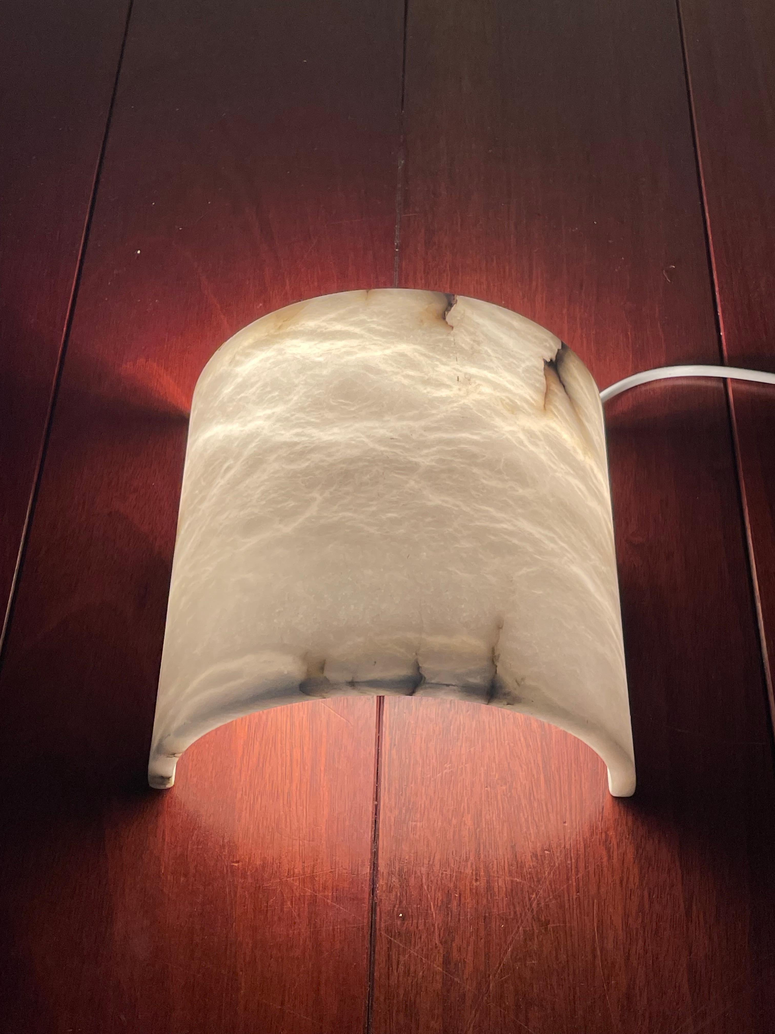 Set of 4 Mint Condition Art Deco Style Alabaster Wall Sconces / Light Fixtures 11