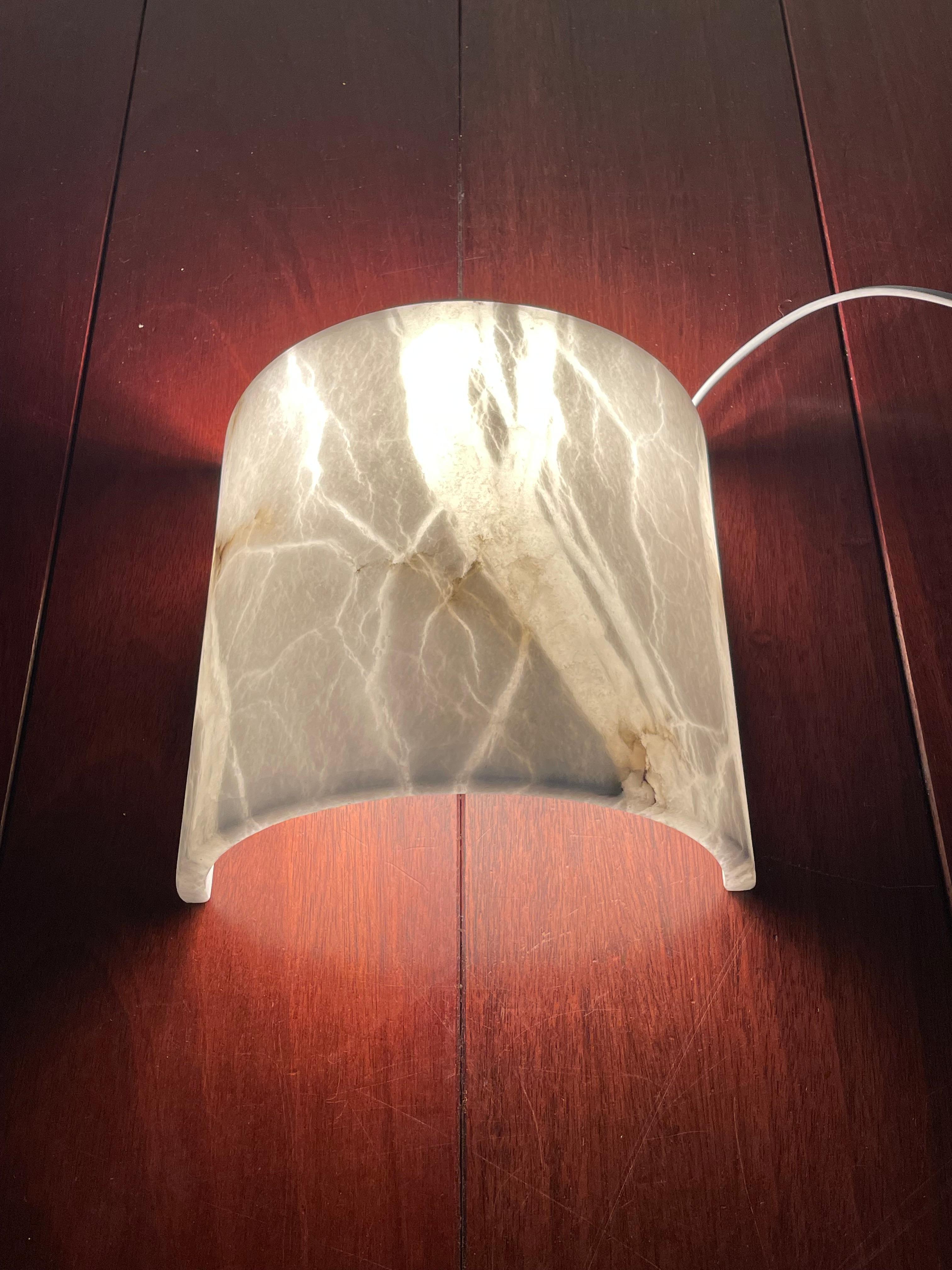 Metal Set of 4 Mint Condition Art Deco Style Alabaster Wall Sconces / Light Fixtures