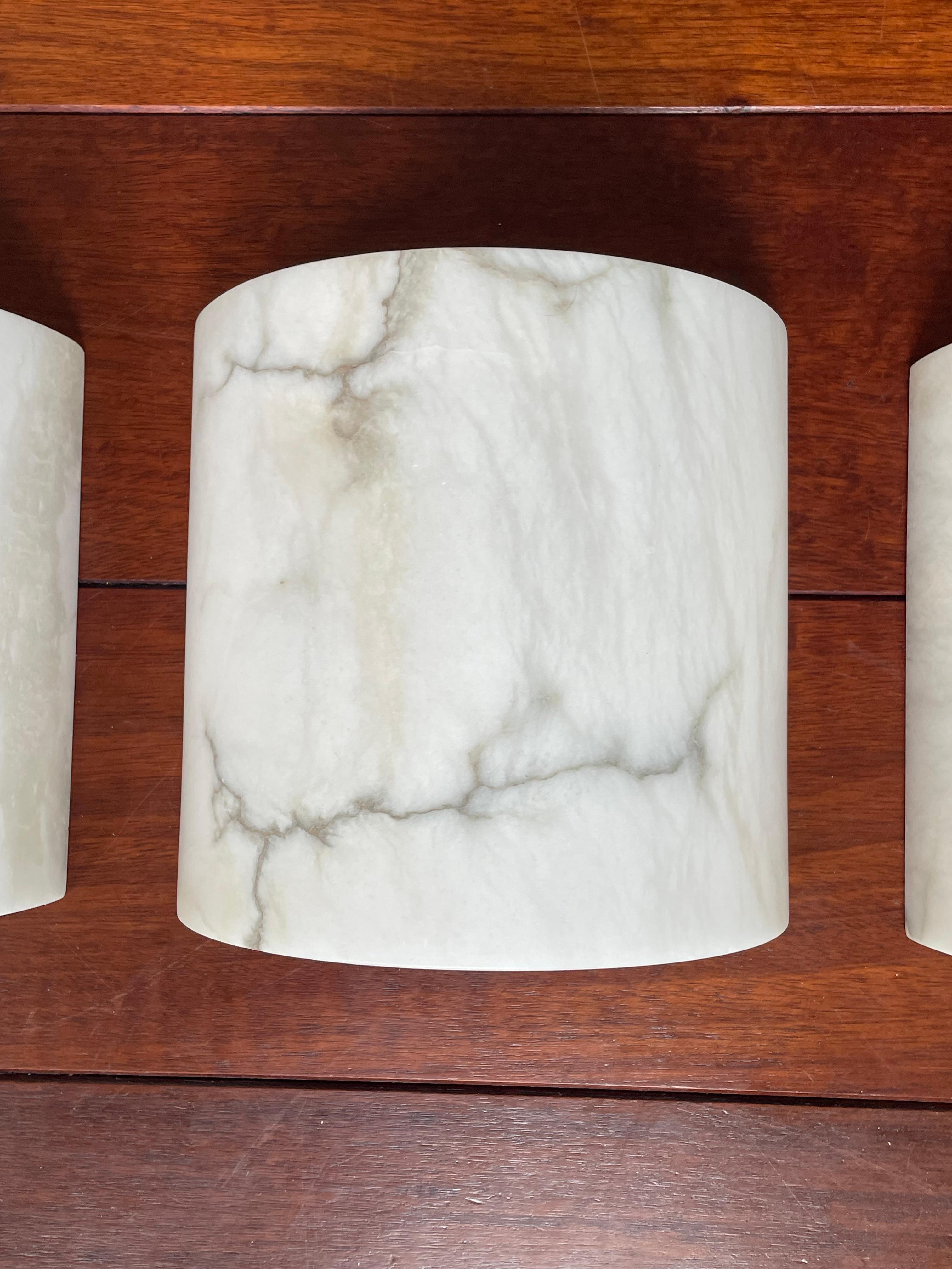 Set of 4 Mint Condition Art Deco Style Alabaster Wall Sconces / Light Fixtures 1