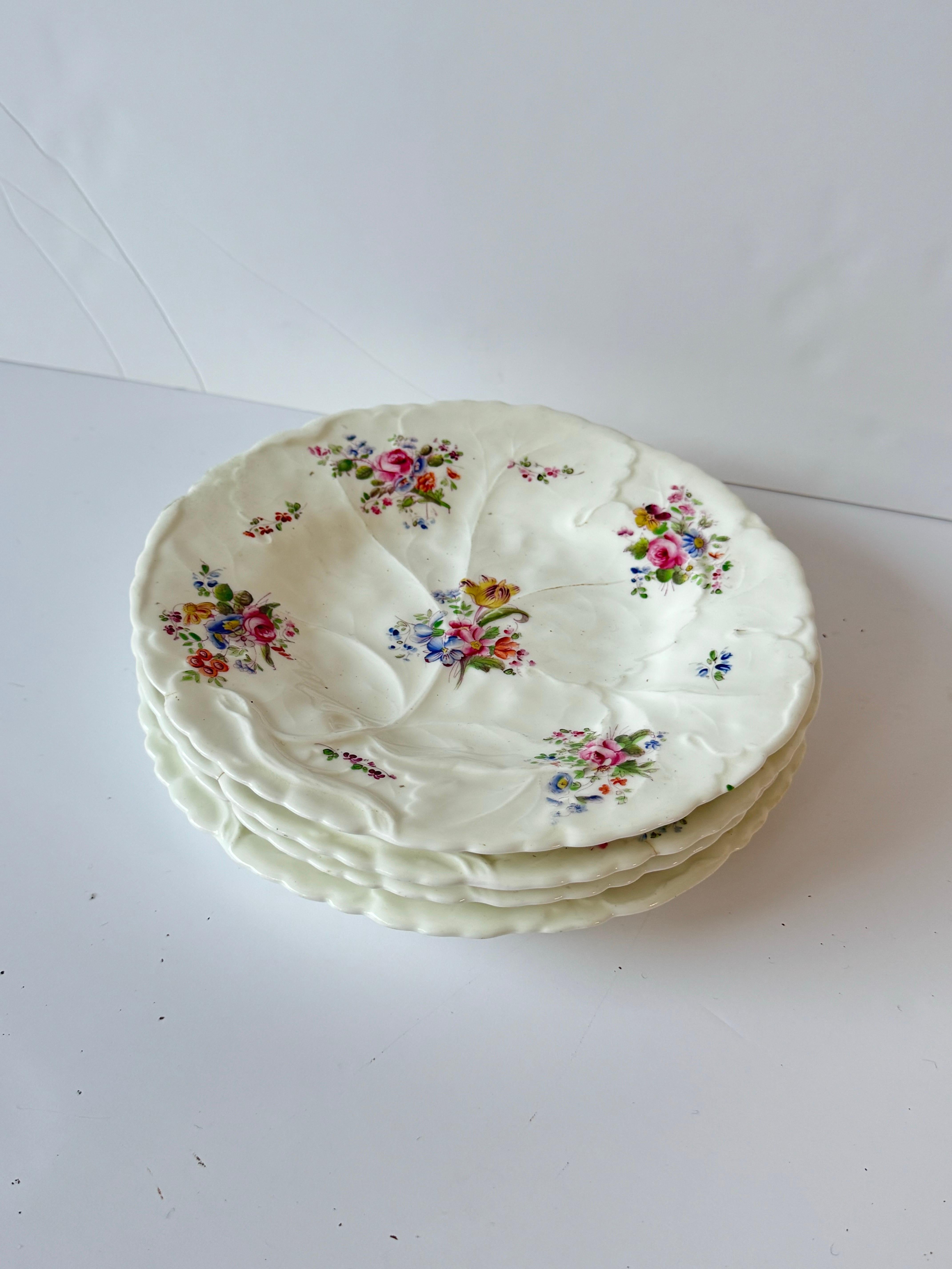 19th Century Set of 4 Minton & Boyle English Porcelain Plates, c.1836–1841, Rococo For Sale