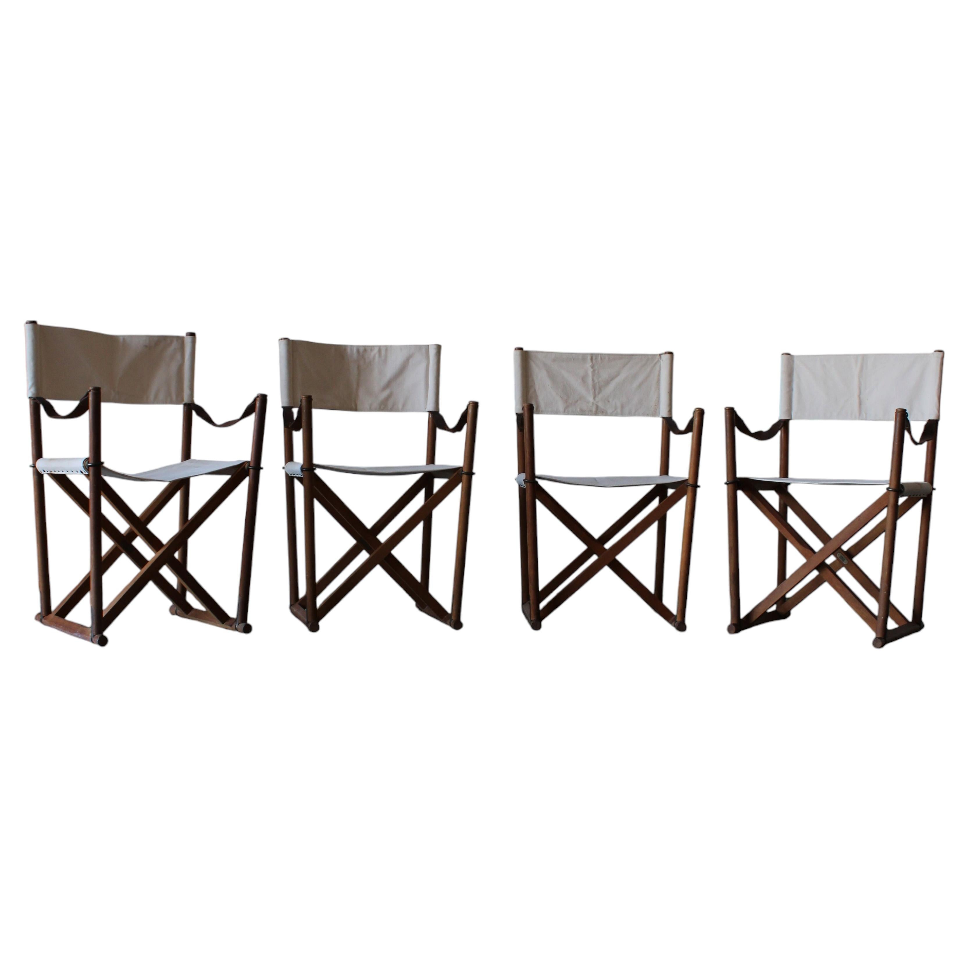 Set of 4 MK16 Folding Safari Chairs by Mogens Koch for Cado, Denmark