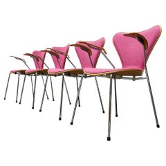 Set of 4 Model 3107 Armchairs Stacking Chairs by Arne Jacobsen, 1990