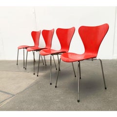 Set of 4 Model 3107 Chairs by Arne Jacobsen for Fritz Hansen, Denmark, 1997