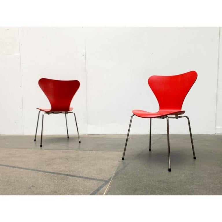 Danese Set di 4 sedie Model 3107 di Arne Jacobsen per Fritz Hansen, Danimarca, 1997 in vendita