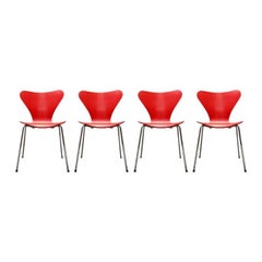 Set of 4 Model 3107 Chairs by Arne Jacobsen for Fritz Hansen, Denmark, 1997