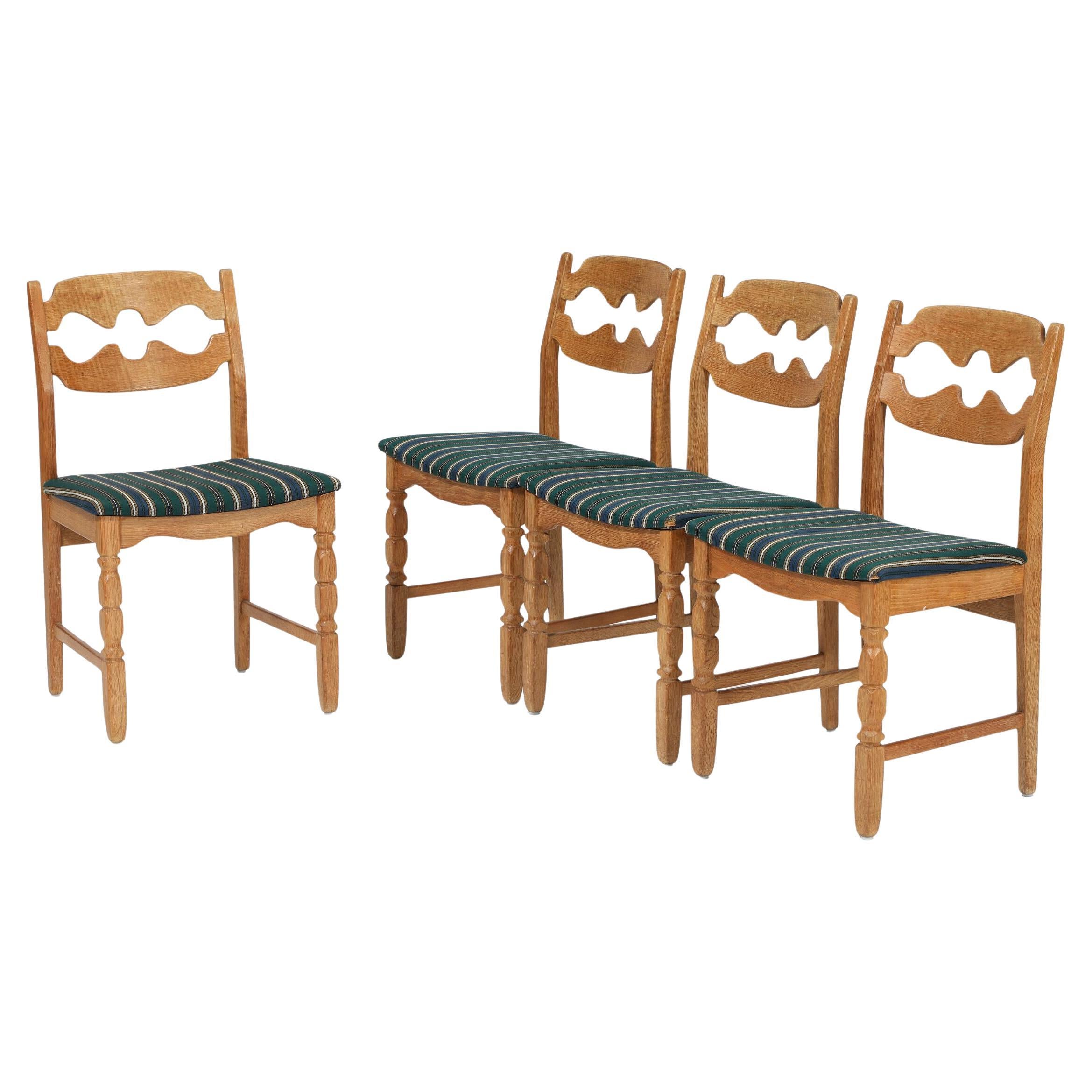 Set of 4 Model 60 Razorblade Dining Chairs in Solid Oak by Henning Kjærnulf en vente