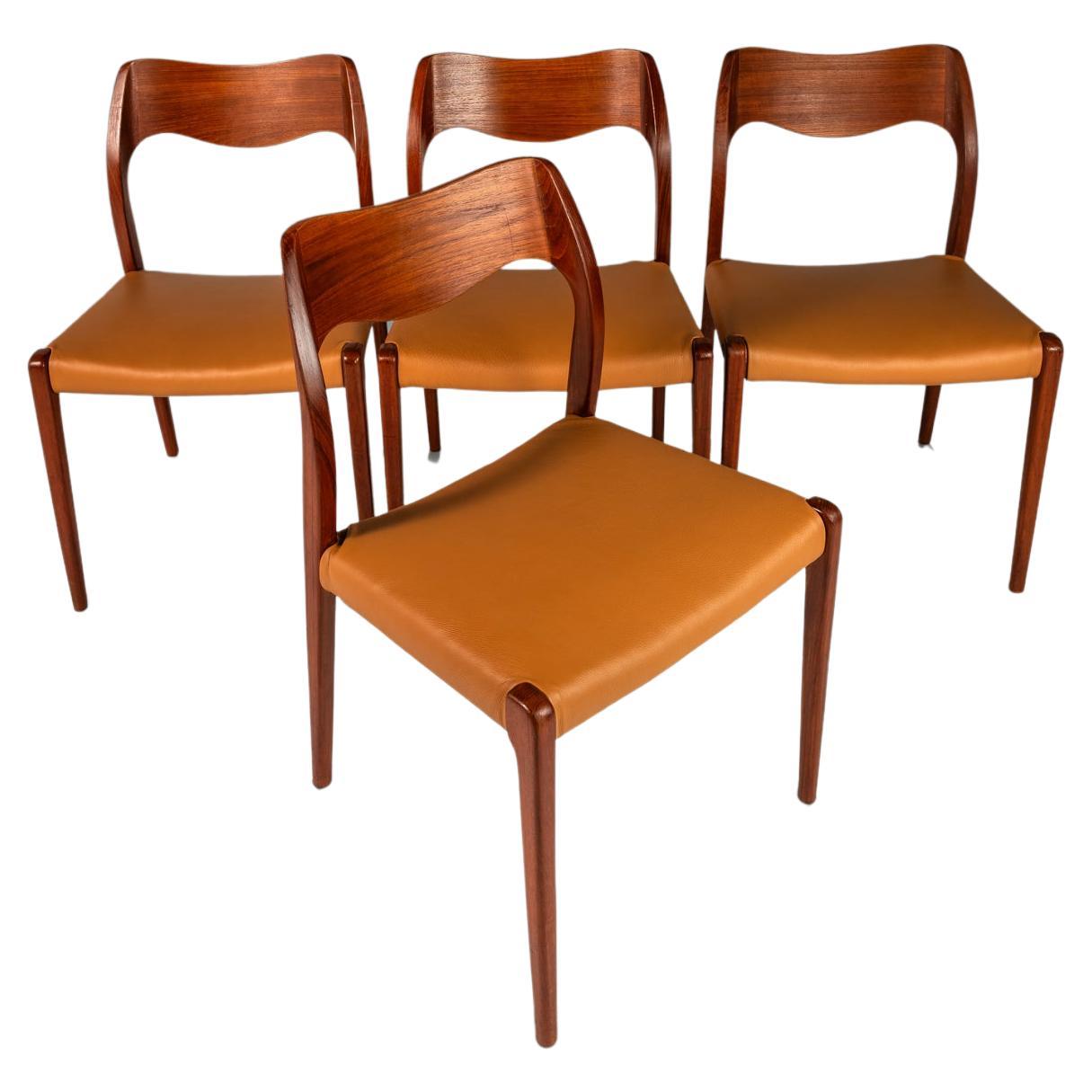 Set of 4 Model #71 Chairs, Niels Møller, J.L. Møllers Møbelfabrik, Denmark, 1960
