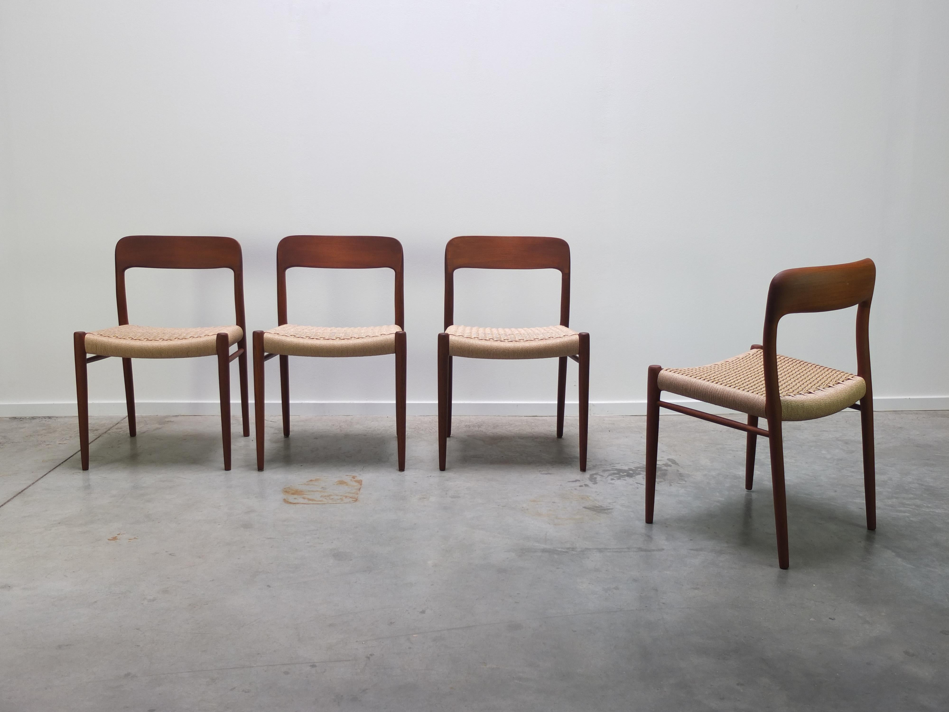 Set of 4 'Model 75' Chairs by Niels Møller for J.L. Møllers Møbelfabrik, 1960s 3