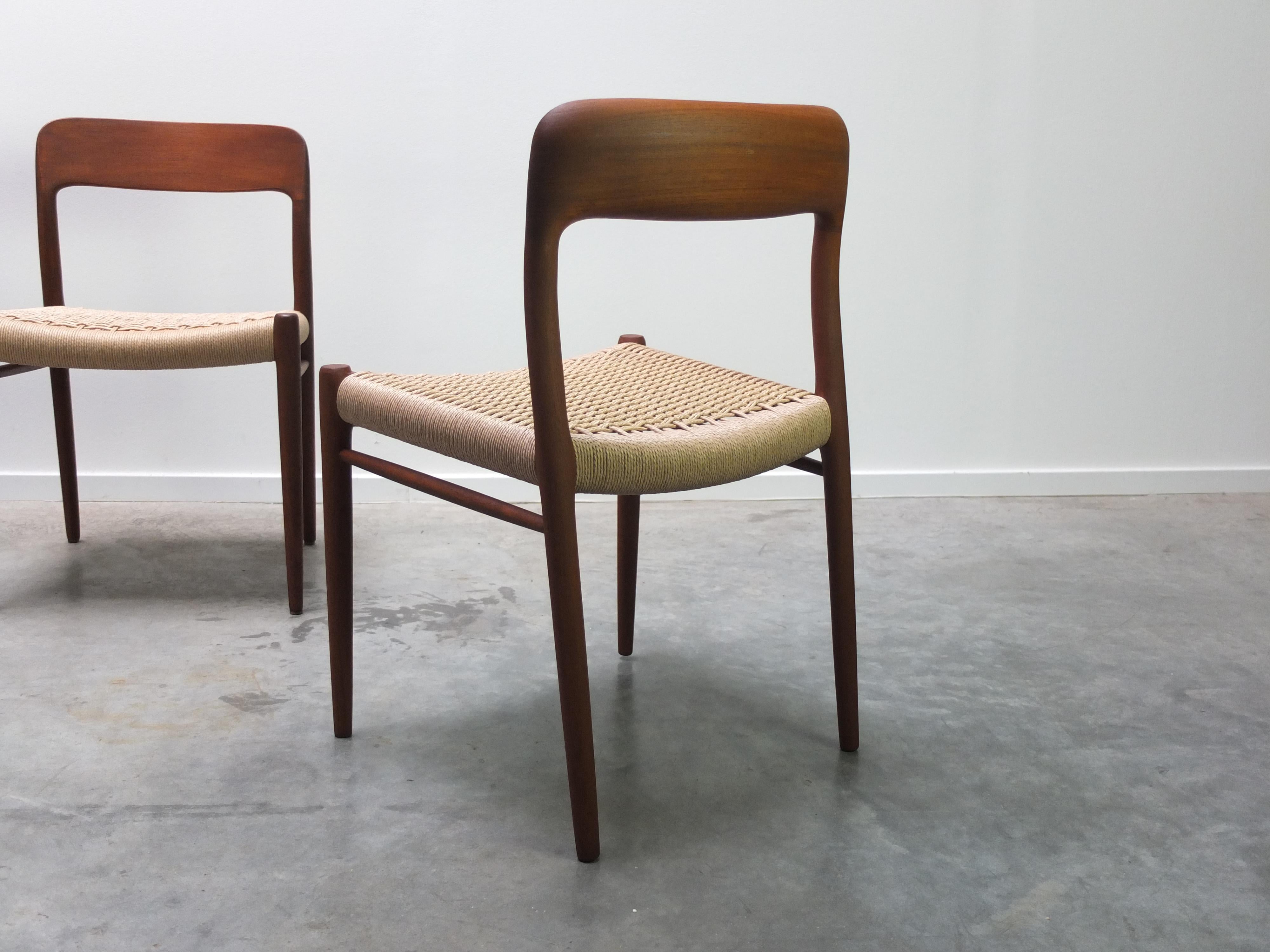 Set of 4 'Model 75' Chairs by Niels Møller for J.L. Møllers Møbelfabrik, 1960s 5