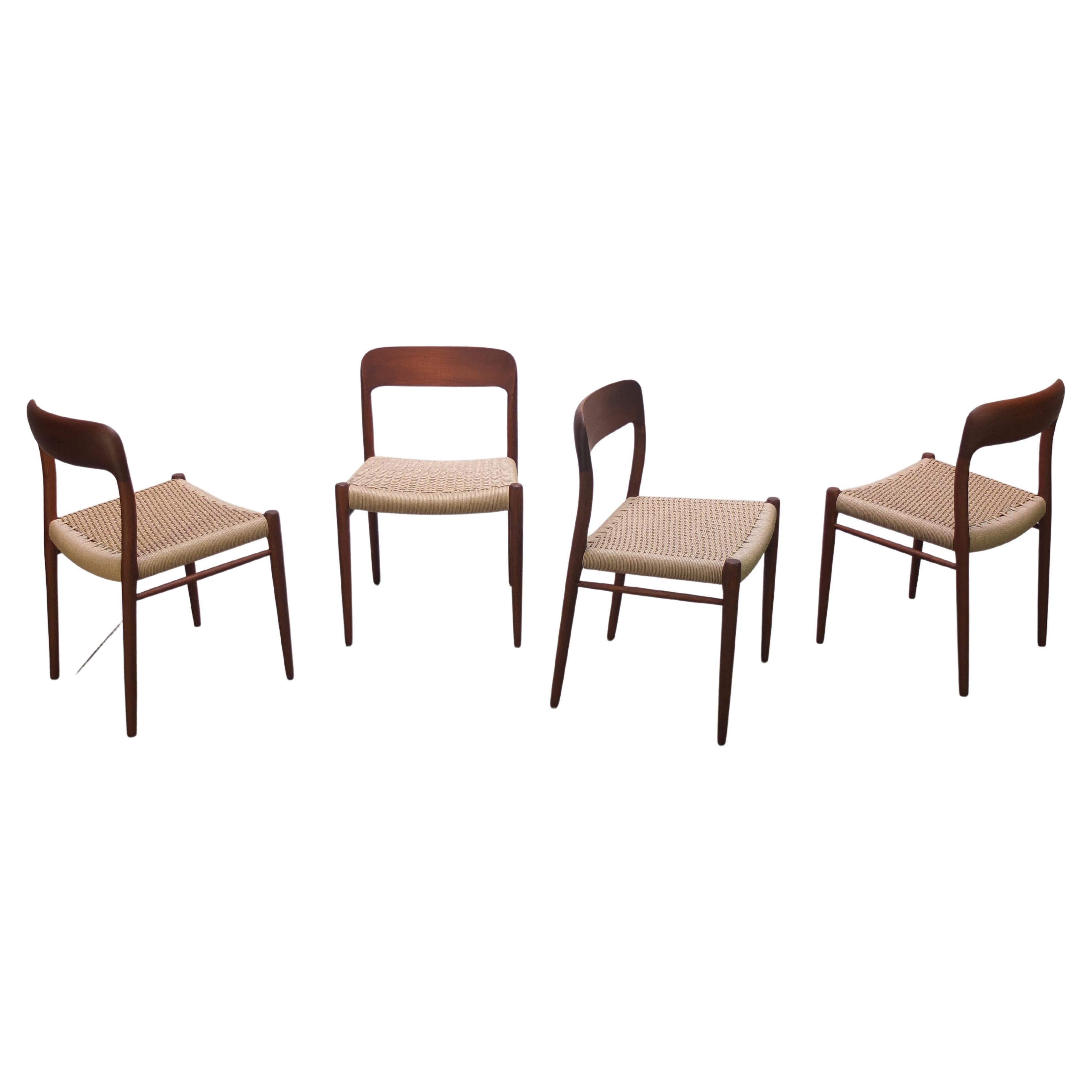 Set of 4 Model 75 Chairs by Niels M ller for J.L. M llers M belfabrik 1960s