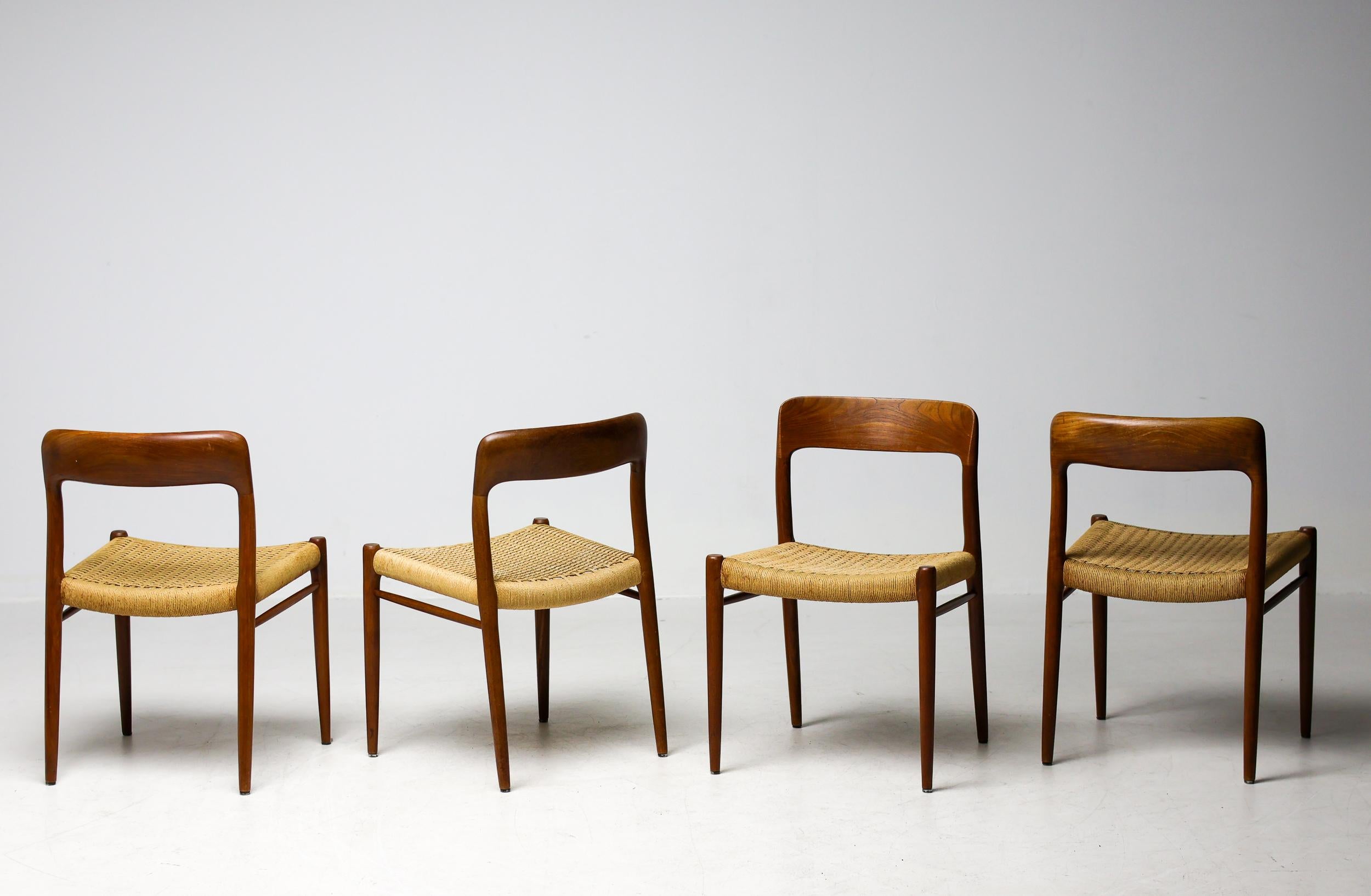 Set of 4 Model #75 Chairs, Niels Møller, JL Møllers Møbelfabrik, Denmark, 1960 For Sale 9