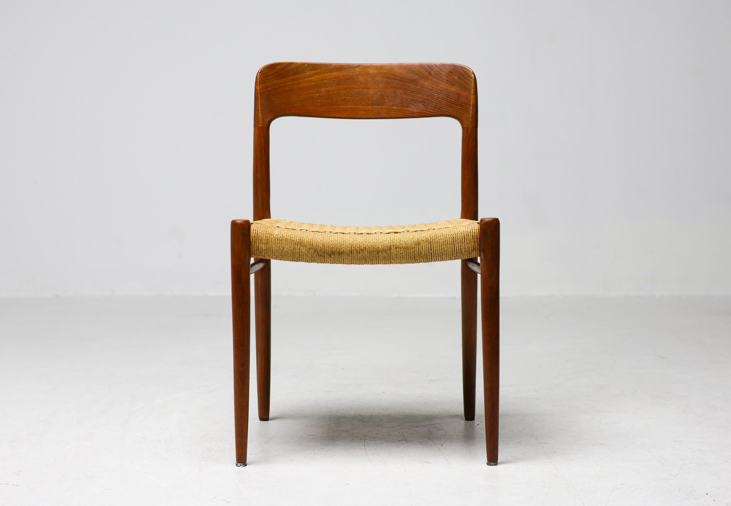 Set of 4 Model #75 Chairs, Niels Møller, JL Møllers Møbelfabrik, Denmark, 1960 In Good Condition For Sale In Dronten, NL