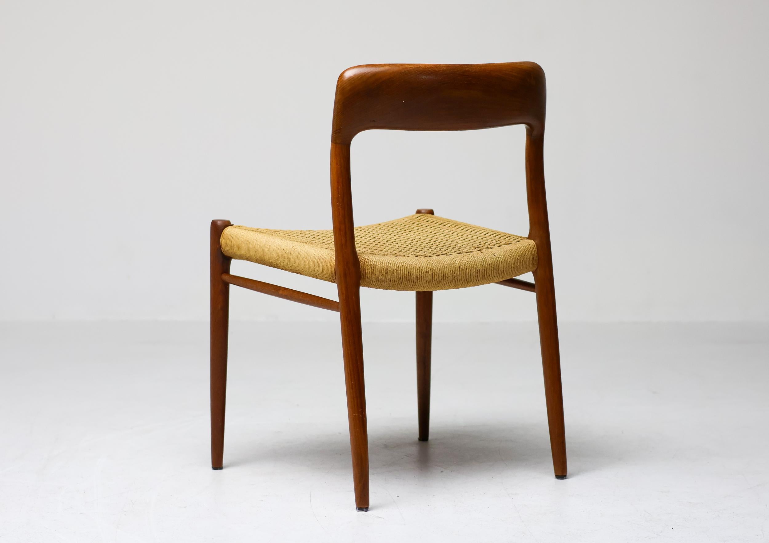 Set of 4 Model #75 Chairs, Niels Møller, JL Møllers Møbelfabrik, Denmark, 1960 For Sale 2