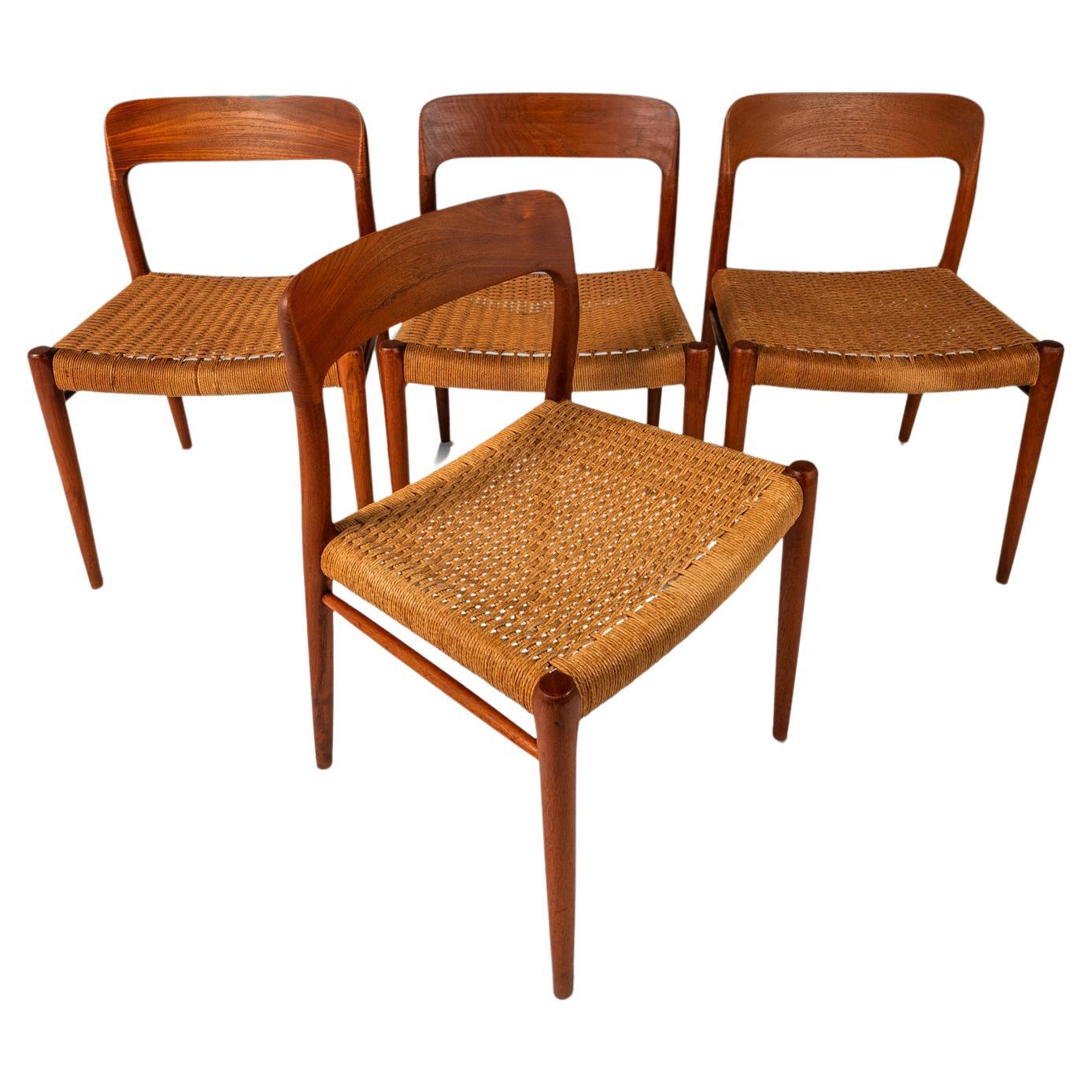 Set of 4 Model #75 Chairs, Niels Møller, JL Møllers Møbelfabrik, Denmark, 1960s