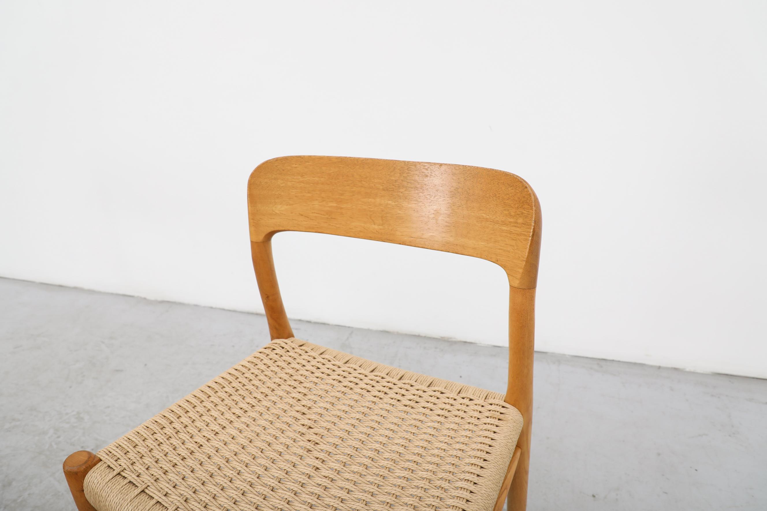 Set of 4 Model 75 Oak and Papercord Chairs by Niels Moller 4