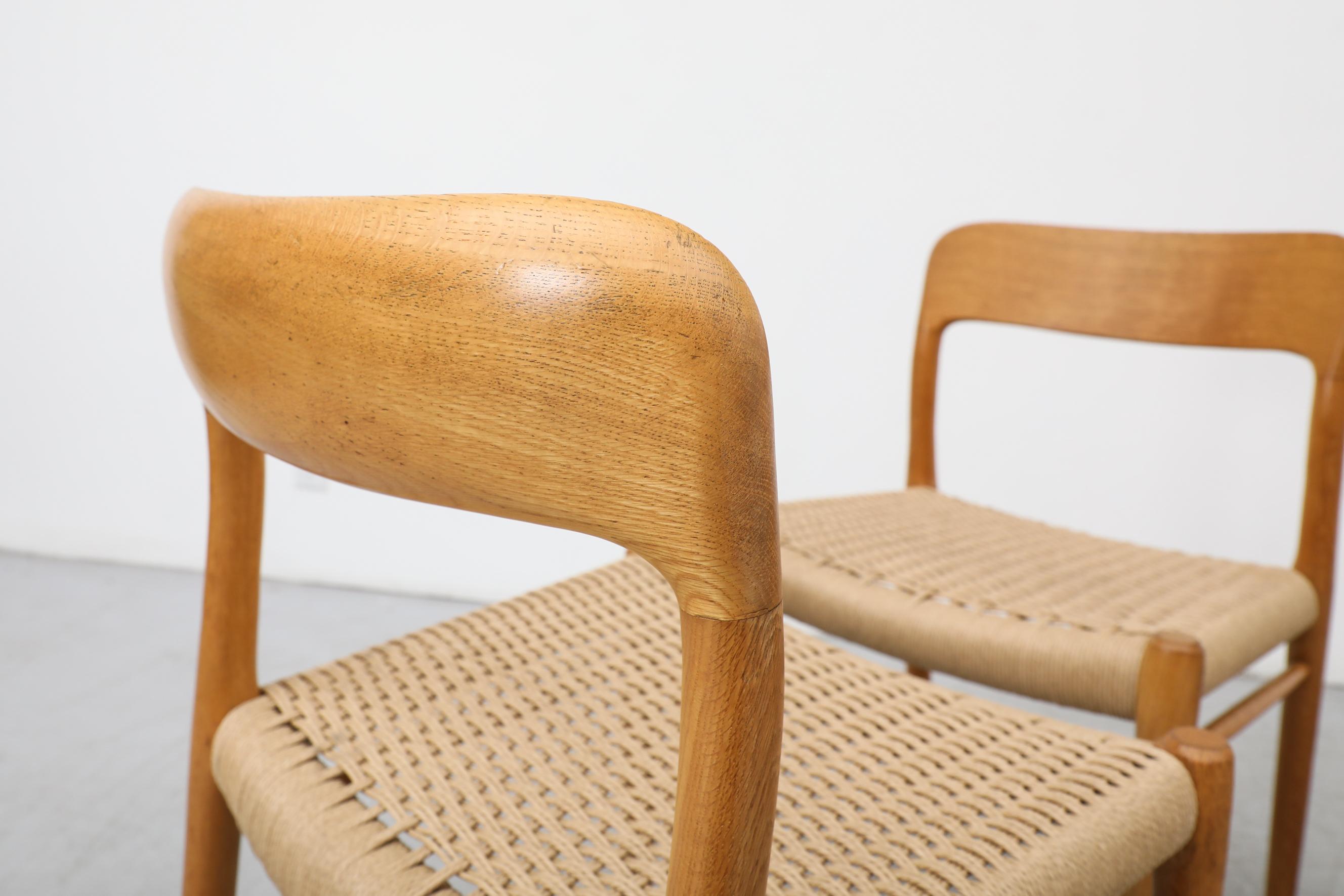 Set of 4 Model 75 Oak and Papercord Chairs by Niels Moller 10